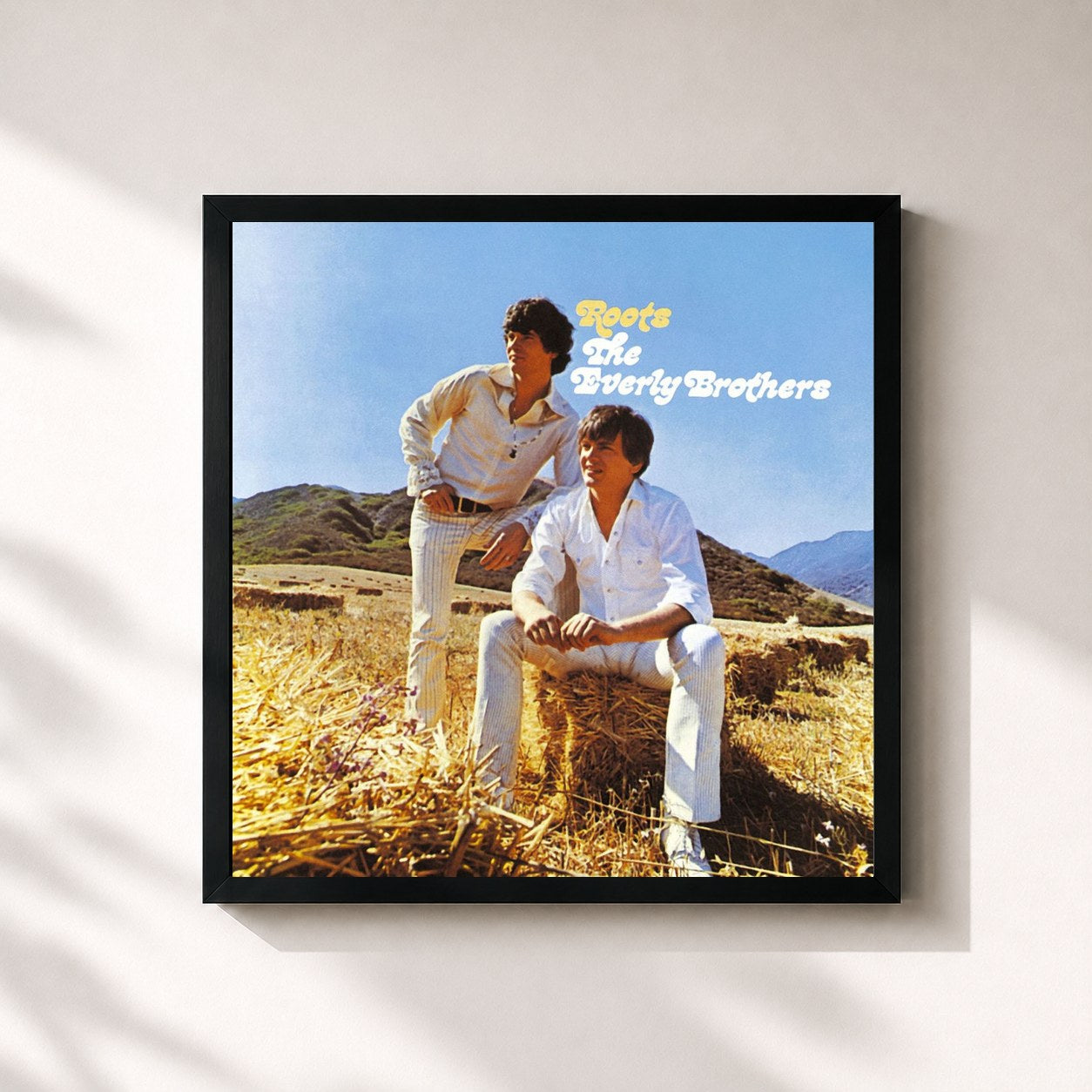 #noir Tableau carré de l'album Roots de The Everly Brothers, cadre noir 32x32 cm