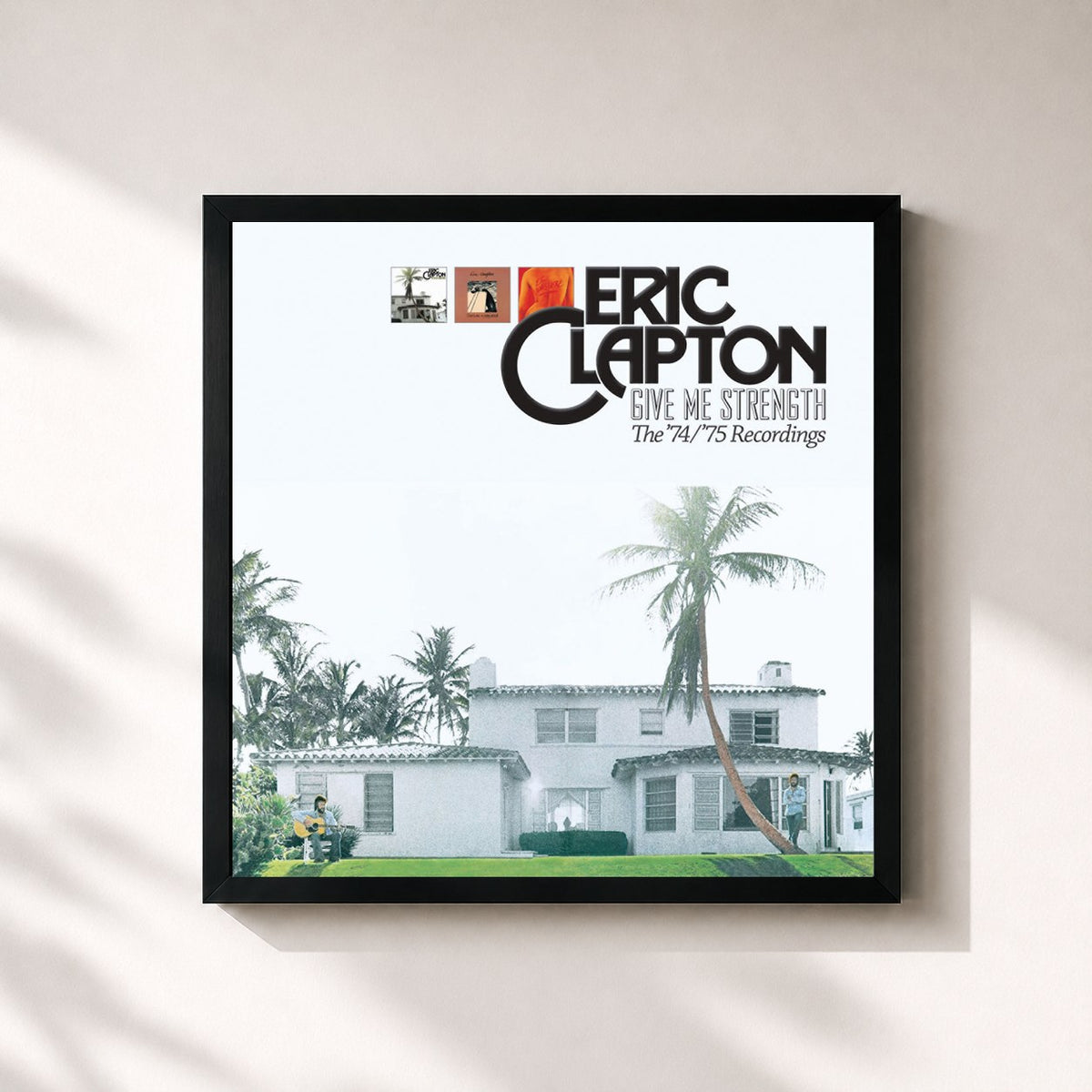 #noir Tableau carré de l'album Give Me Strength: The '74/'75 Recordings de Eric Clapton, cadre noir 32x32 cm