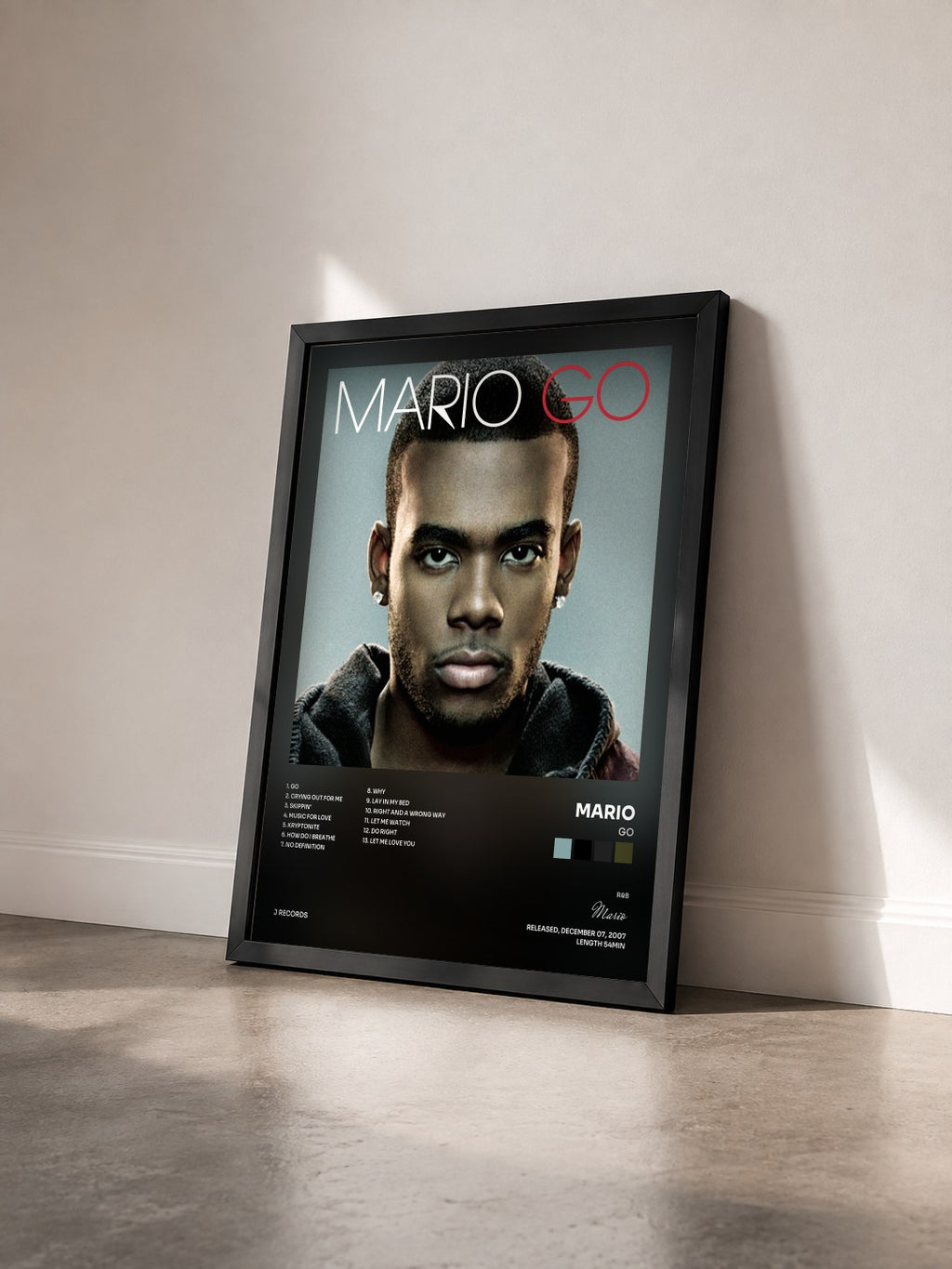 #noir Go de Mario en lámina enmarcada vista de tres cuartos, marco negro