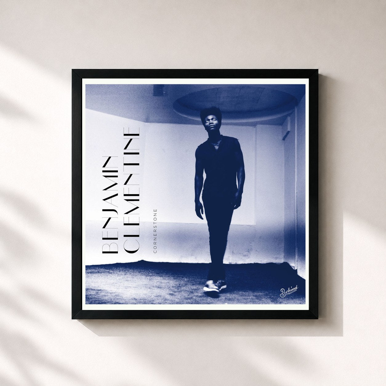 #noir Tableau carré de l'album Cornerstone - EP [Deezer Session] de Benjamin Clementine, cadre noir 32x32 cm