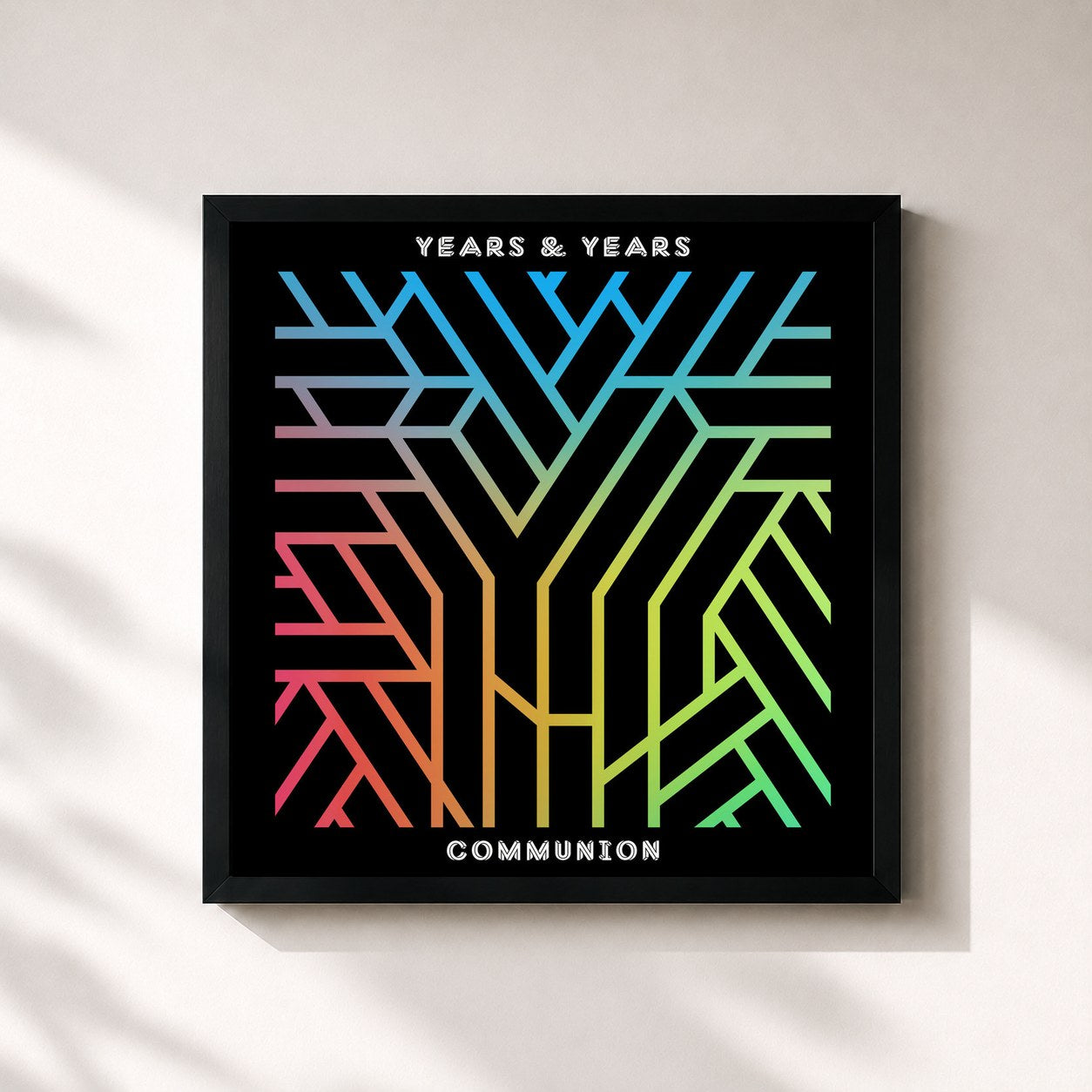 #noir Tableau carré de l'album Communion (Deluxe) de Olly Alexander (Years & Years), cadre noir 32x32 cm