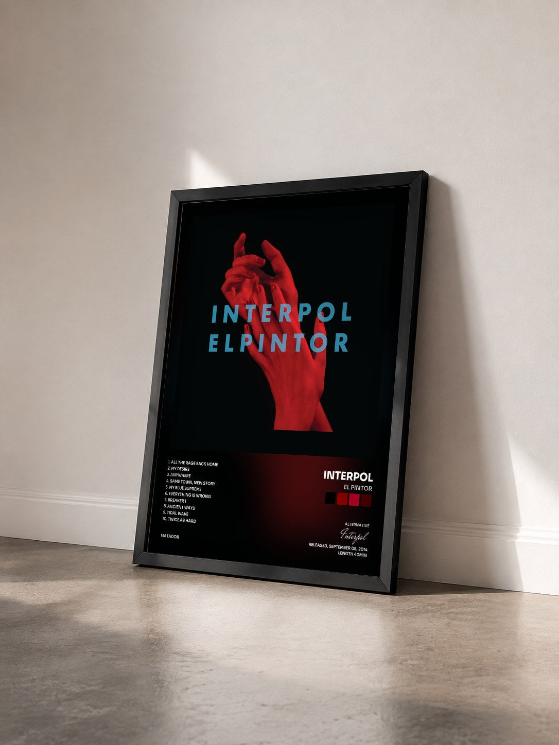 #noir Tableau de l'album El Pintor de Interpol vu de trois quarts, cadre noir