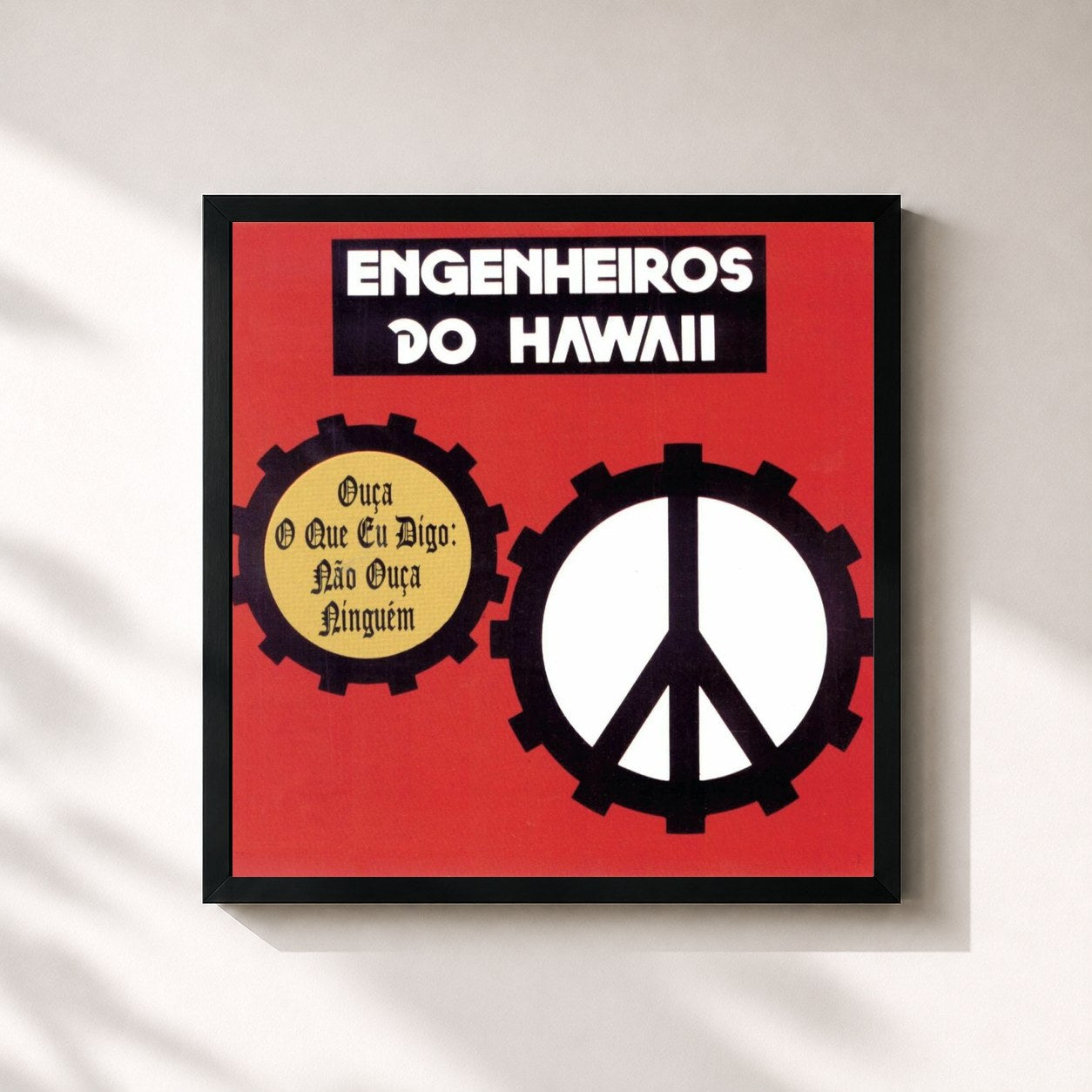 #noir Tableau carré de l'album Ouça O Que Eu Digo: Não Ouça Ninguém de Engenheiros do Hawaii, cadre noir 32x32 cm