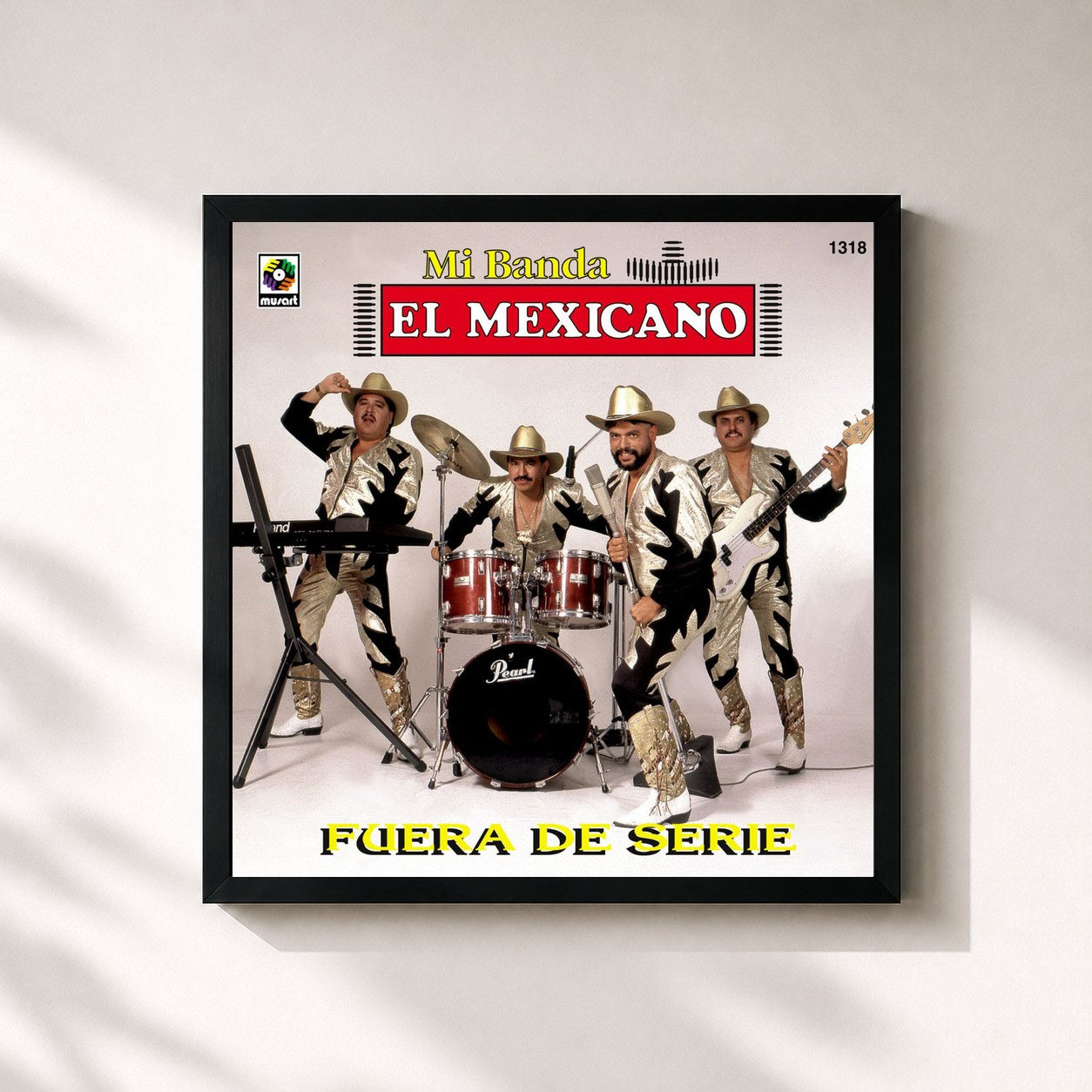 #noir Tableau carré de l'album Fuera de Serie (Remastered 2025) de Mi Banda El Mexicano, cadre noir 32x32 cm