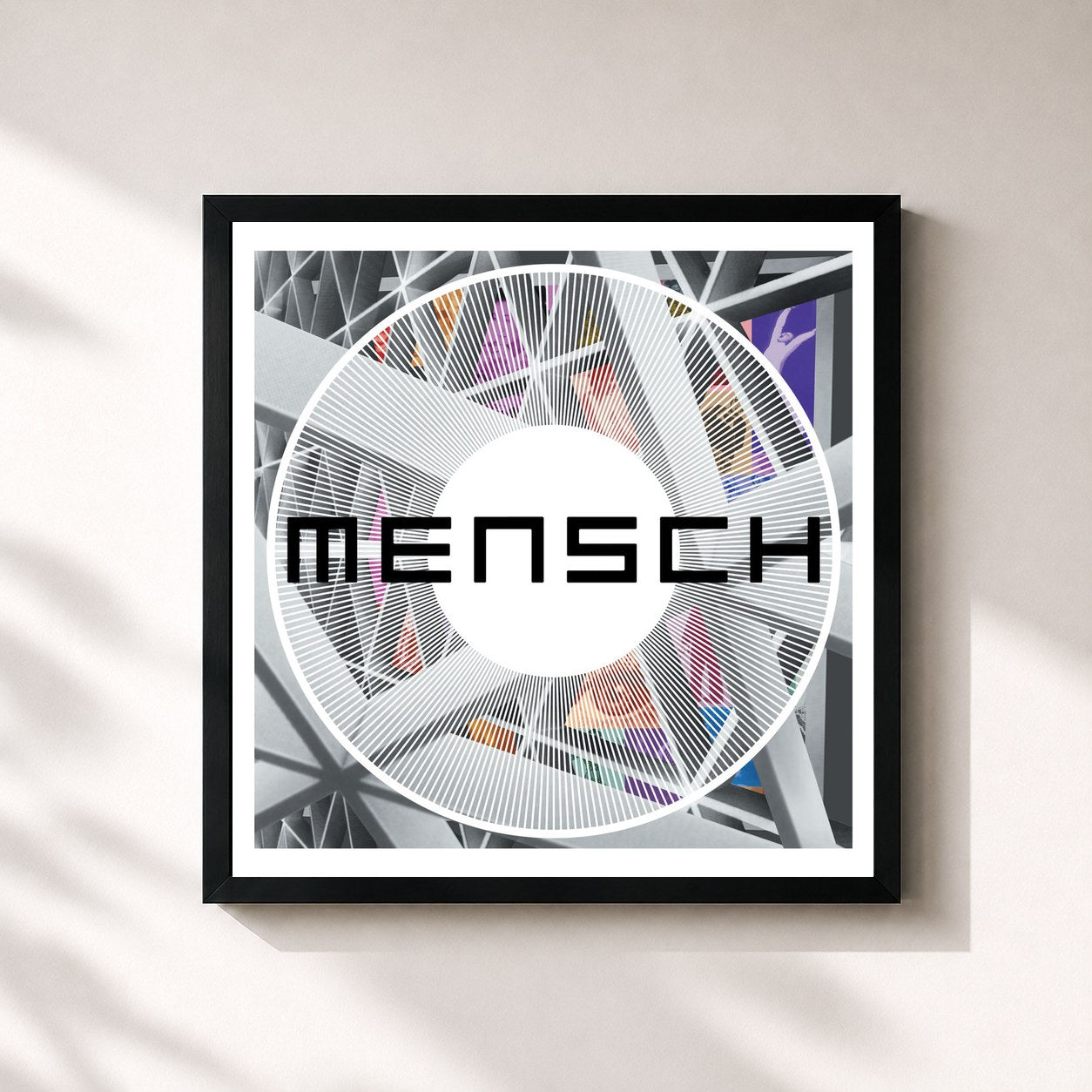 #noir Tableau carré de l'album Mensch (Remastered 2016) de Herbert Grönemeyer, cadre noir 32x32 cm