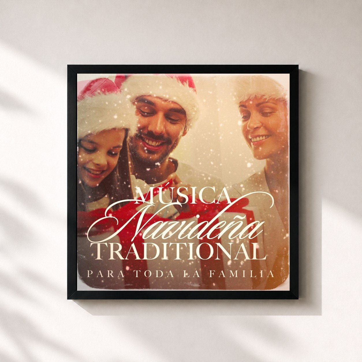 #noir Tableau carré de l'album Música Navideña Traditional para Toda la Familia de Canciones De Navidad, cadre noir 32x32 cm