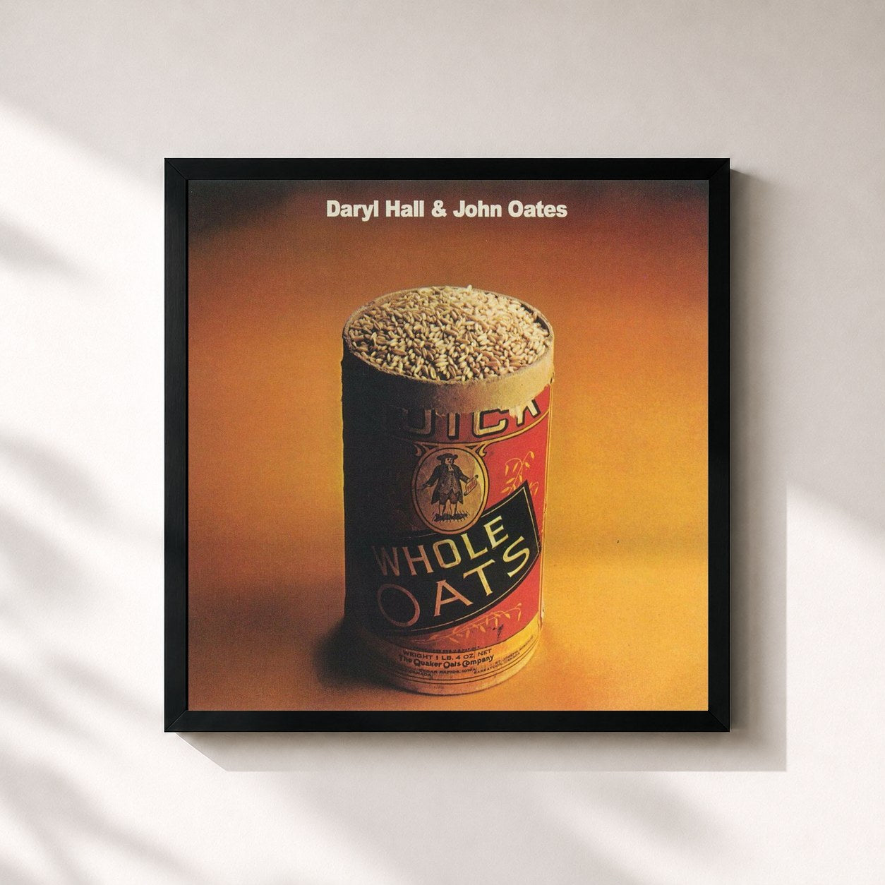 #noir Tableau carré de l'album Whole Oats de Daryl Hall & John Oates, cadre noir 32x32 cm