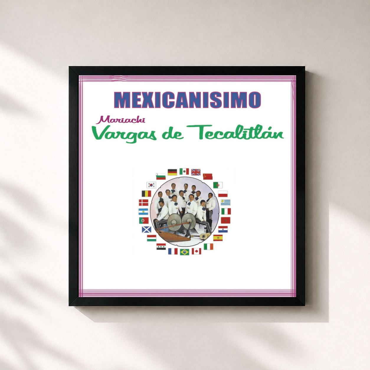#noir Tableau carré de l'album Mexicanísimo - Mariachi Vargas de Tecalitlán de Mariachi Vargas De Tecalitlan, cadre noir 32x32 cm