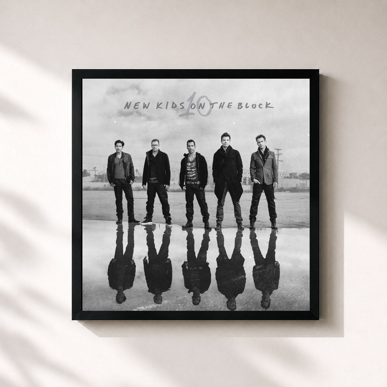 #noir Tableau carré de l'album 10 de New Kids on the Block, cadre noir 32x32 cm