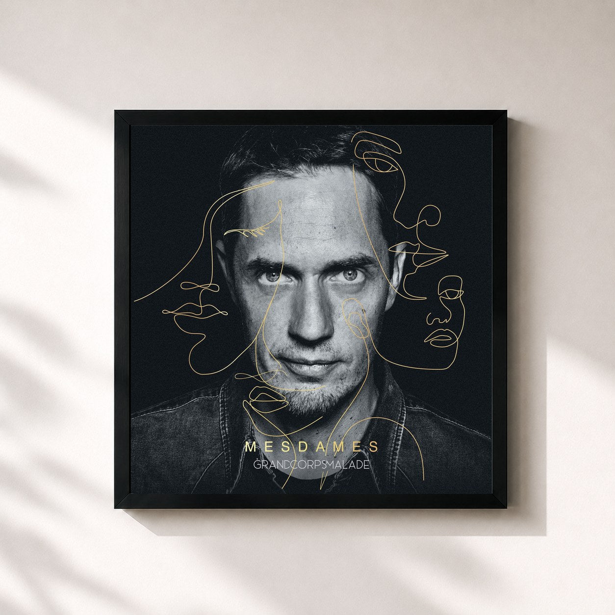 #noir MESDAMES deluxe by Grand Corps Malade as a square framed art print, black 32x32 cm frame