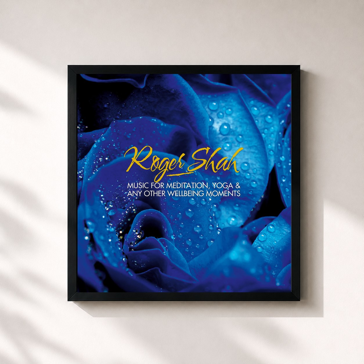 #noir Tableau carré de l'album Music for Meditation, Yoga & Any Other Wellbeing Moments de Roger Shah, cadre noir 32x32 cm
