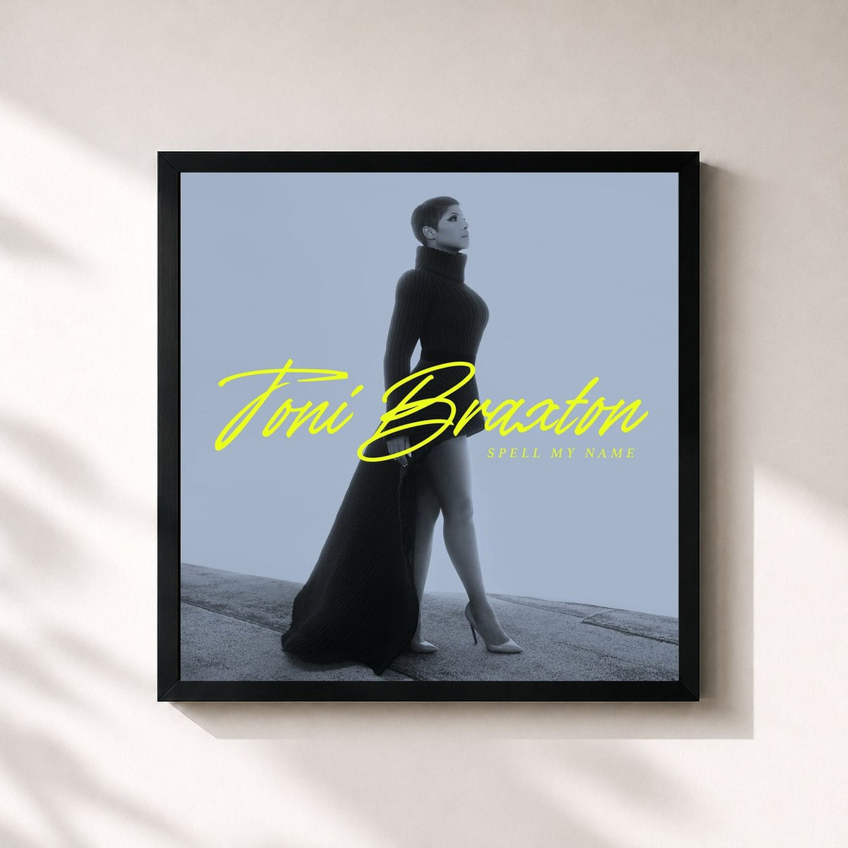 #noir Spell My Name by Toni Braxton as a square framed art print, black 32x32 cm frame