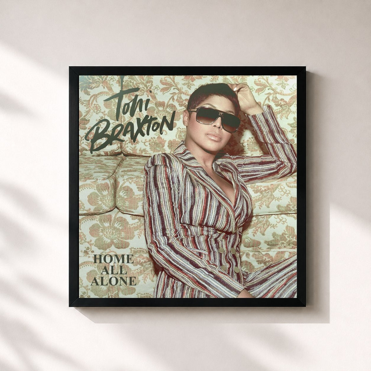 #noir Home All Alone by Toni Braxton as a square framed art print, black 32x32 cm frame