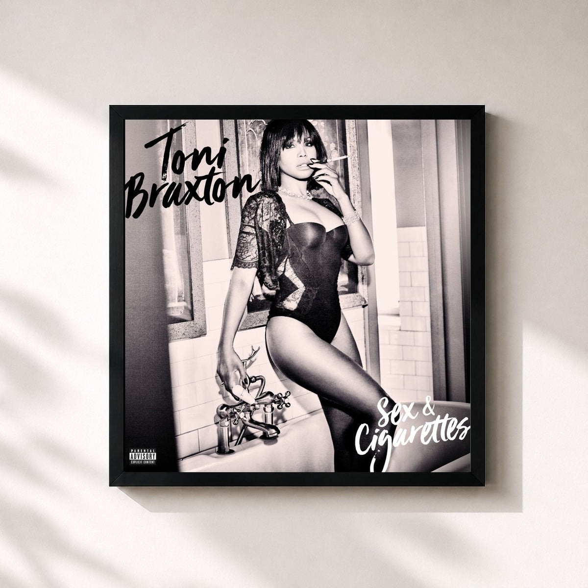 #noir Sex & Cigarettes by Toni Braxton as a square framed art print, black 32x32 cm frame