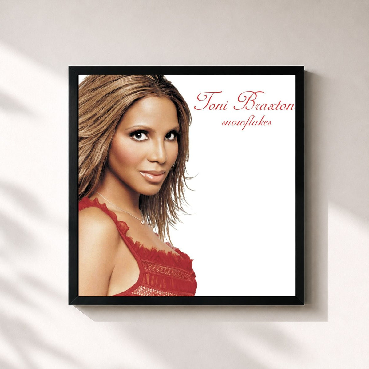#noir Snowflakes by Toni Braxton as a square framed art print, black 32x32 cm frame