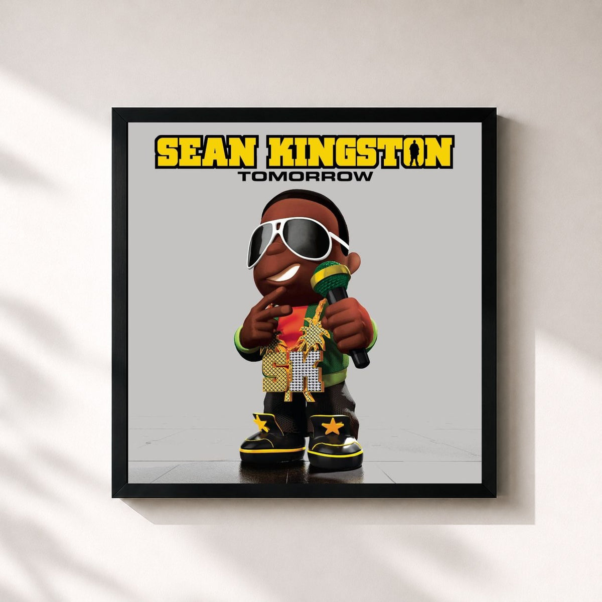 #noir Tomorrow de Sean Kingston en lámina cuadrada enmarcada, marco negro de 32x32 cm