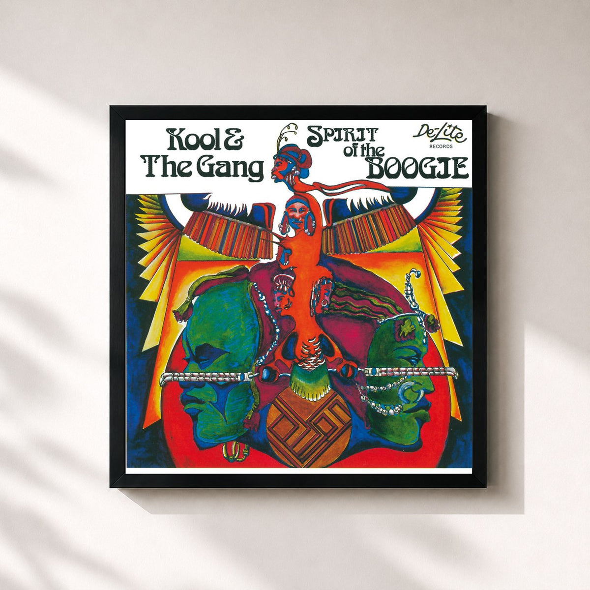 #noir Spirit Of The Boogie von Kool & The Gang als quadratischer Kunstdruck, schwarzer Rahmen 32x32 cm