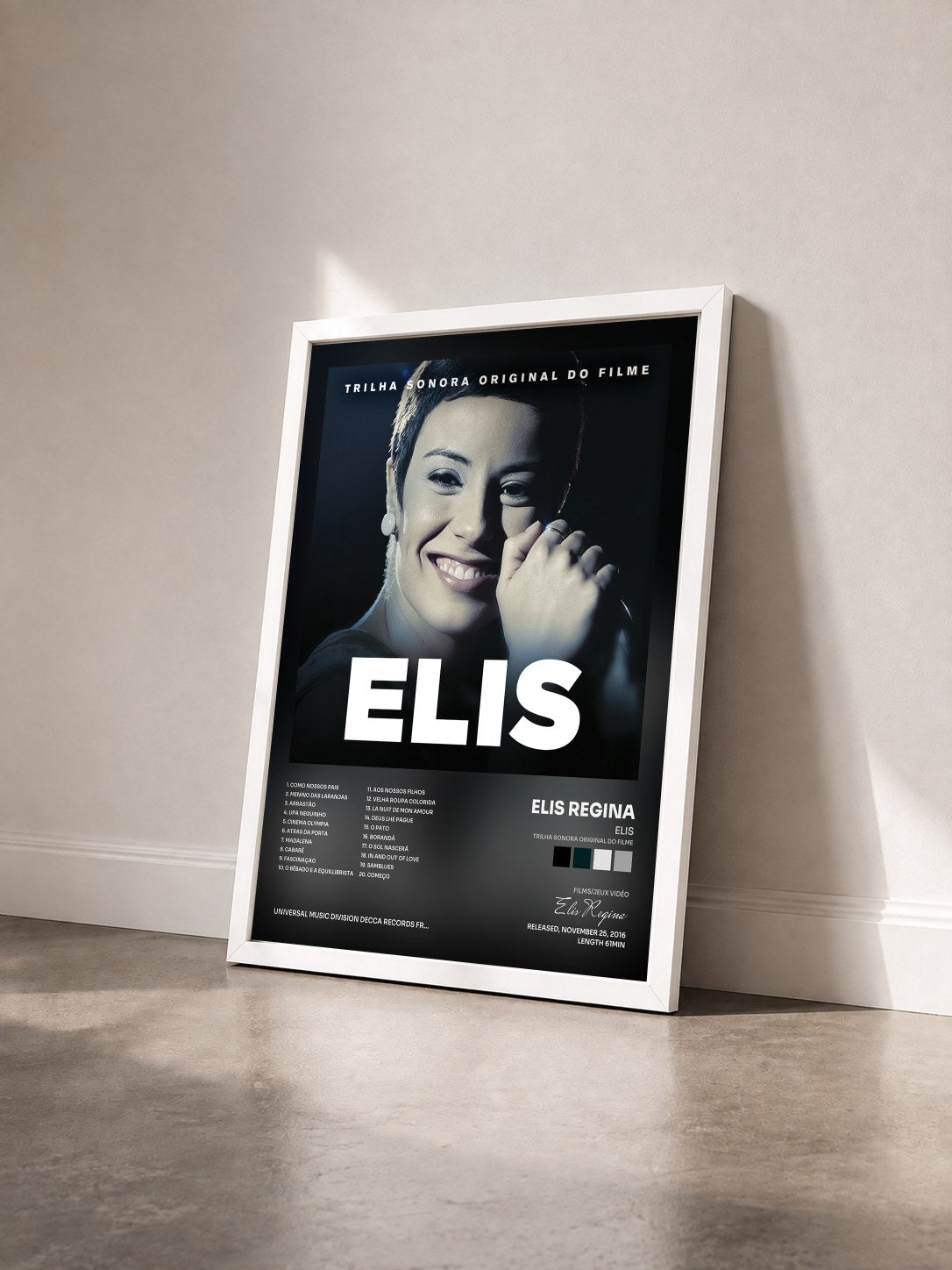 #blanc Tableau de l'album Elis (Trilha Sonora Original Do Filme) de Elis Regina vu de trois quarts, cadre blanc