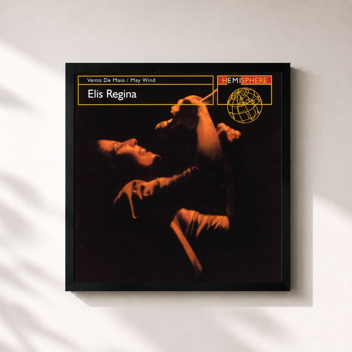 #noir Tableau carré de l'album Vento De Maio de Elis Regina, cadre noir 32x32 cm
