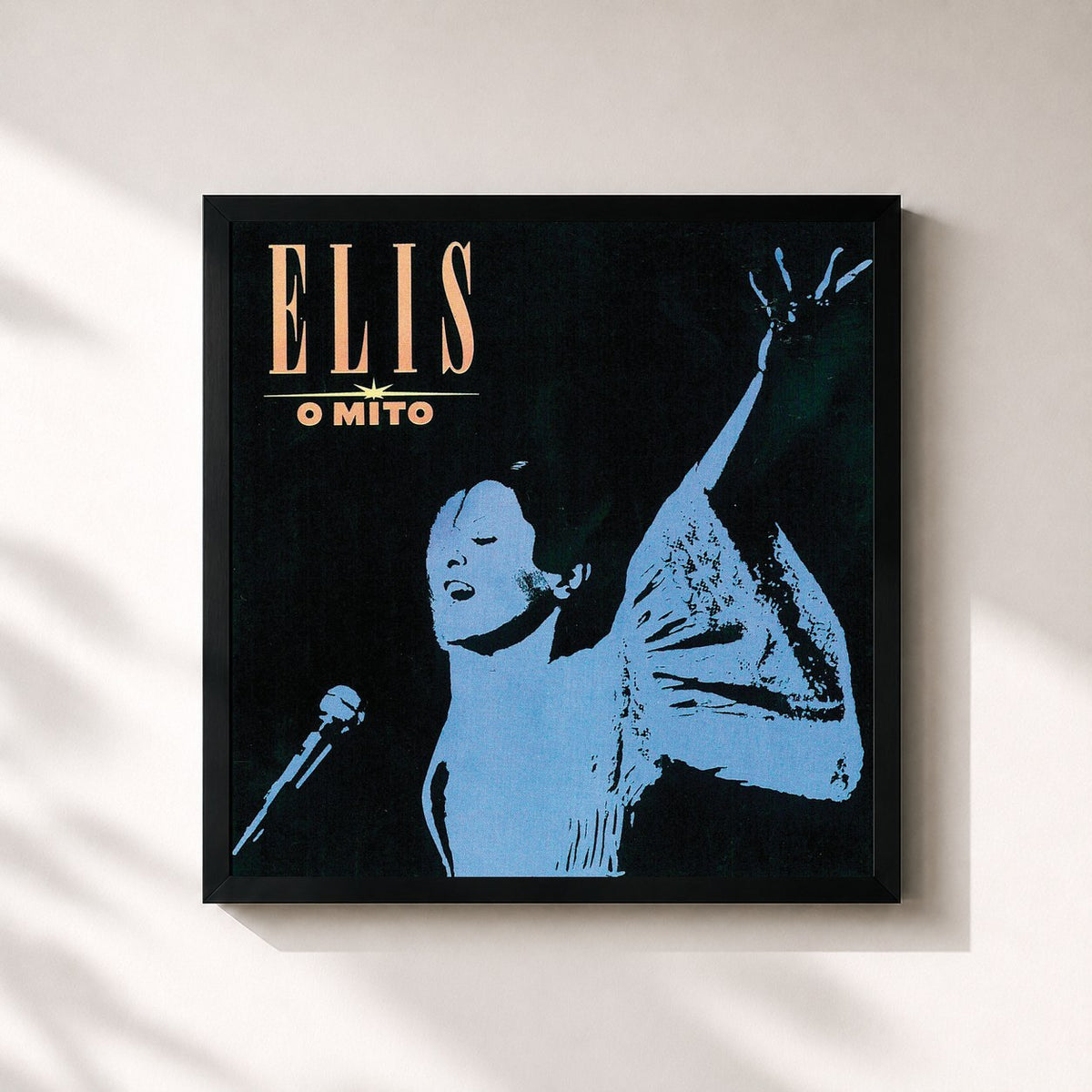 #noir Tableau carré de l'album Elis, O Mito de Elis Regina, cadre noir 32x32 cm