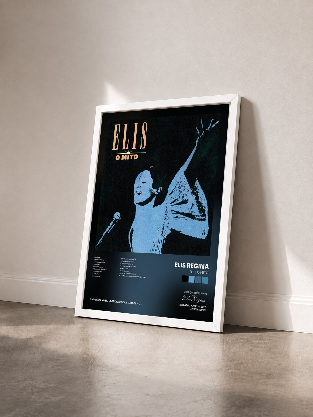 #blanc Tableau de l'album Elis, O Mito de Elis Regina vu de trois quarts, cadre blanc