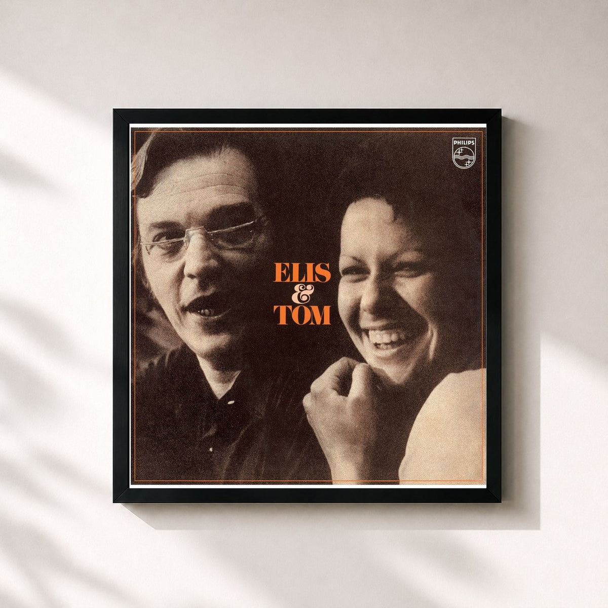 #noir Tableau carré de l'album Elis & Tom de Elis Regina, cadre noir 32x32 cm