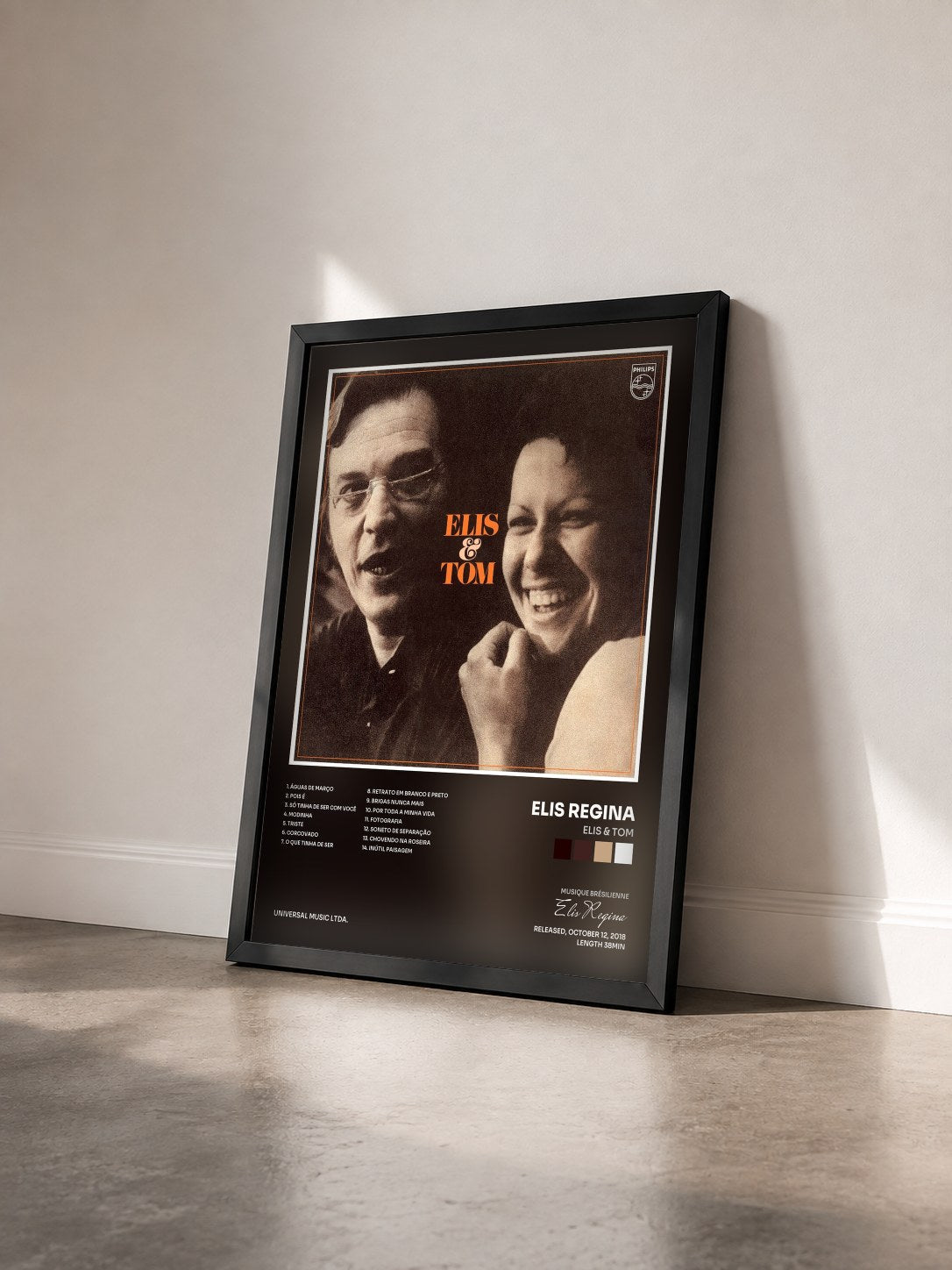 #noir Tableau de l'album Elis & Tom de Elis Regina vu de trois quarts, cadre noir