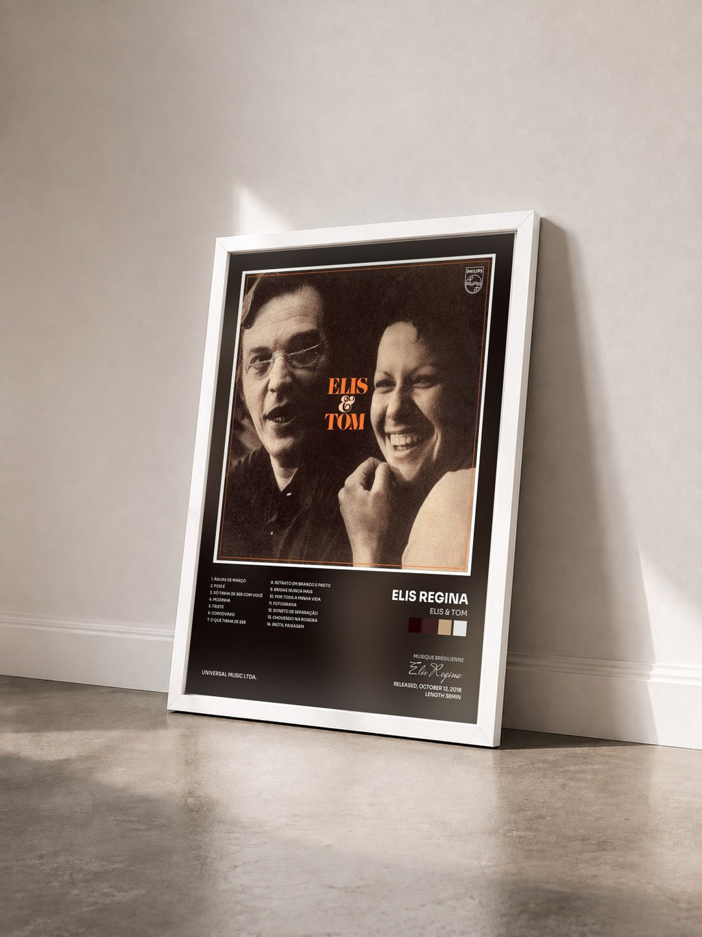 #blanc Tableau de l'album Elis & Tom de Elis Regina vu de trois quarts, cadre blanc