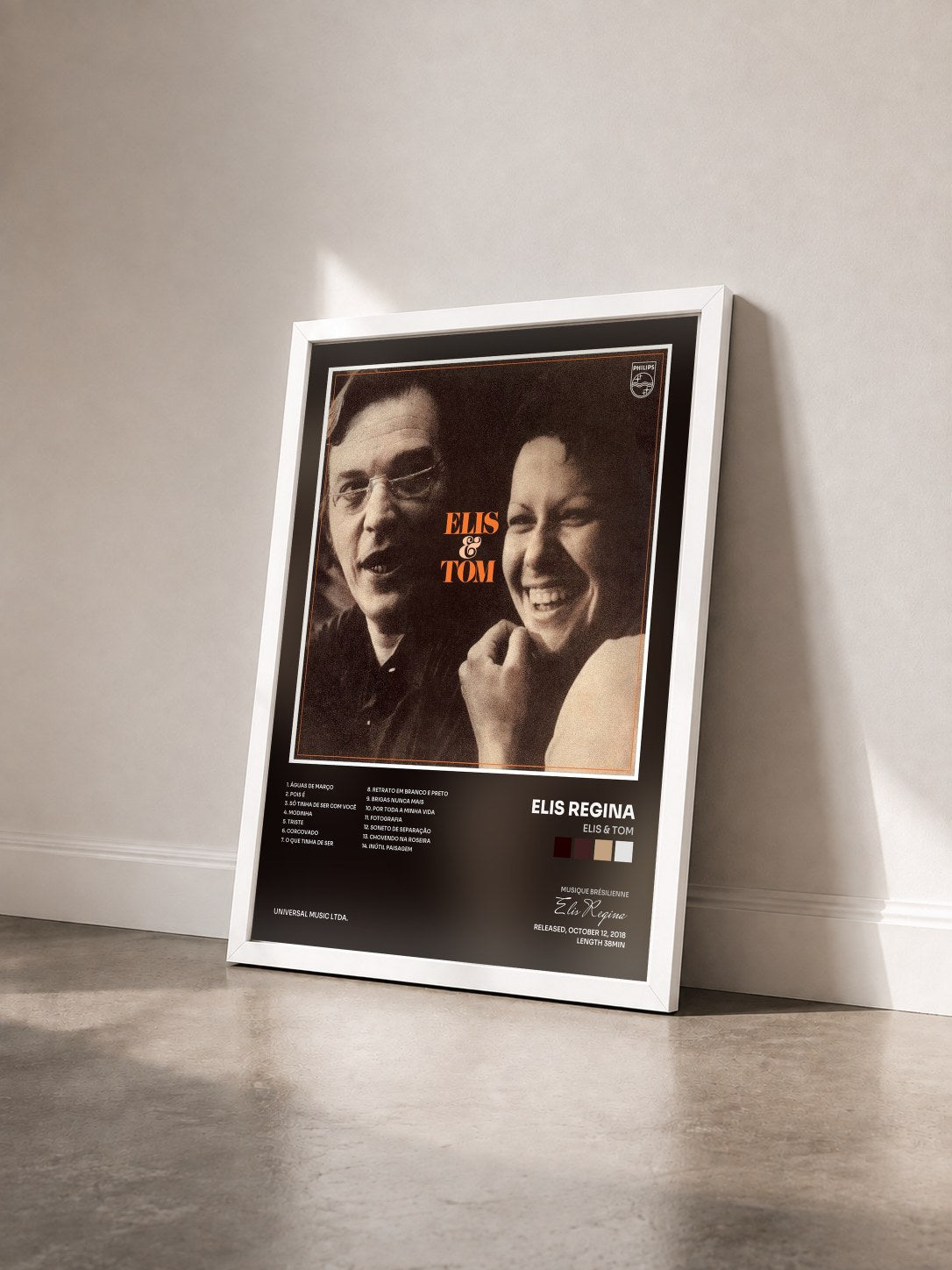 #blanc Tableau de l'album Elis & Tom de Elis Regina vu de trois quarts, cadre blanc