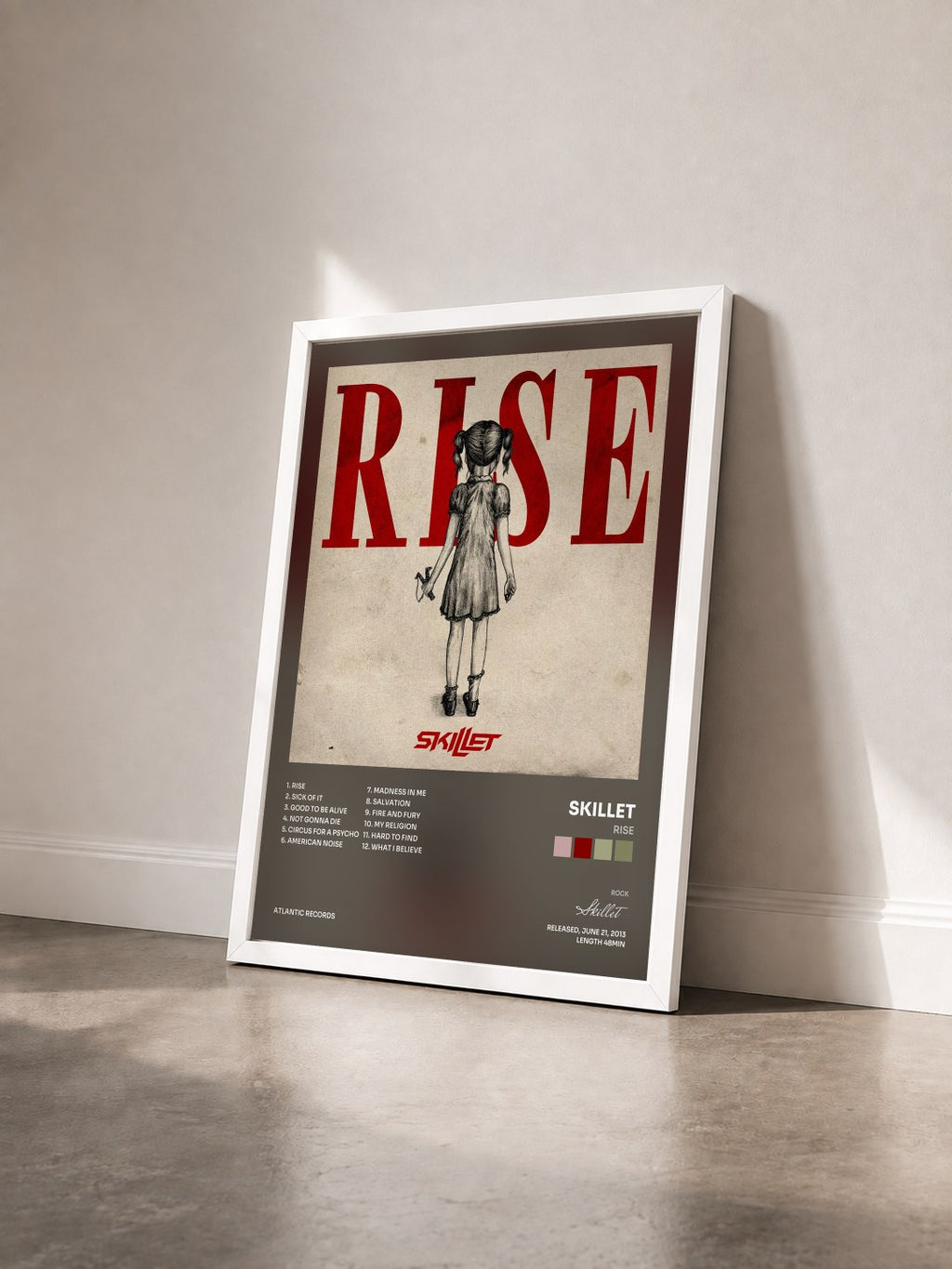 #blanc Rise von Skillet als gerahmter Kunstdruck von schräg gesehen, weißer Rahmen