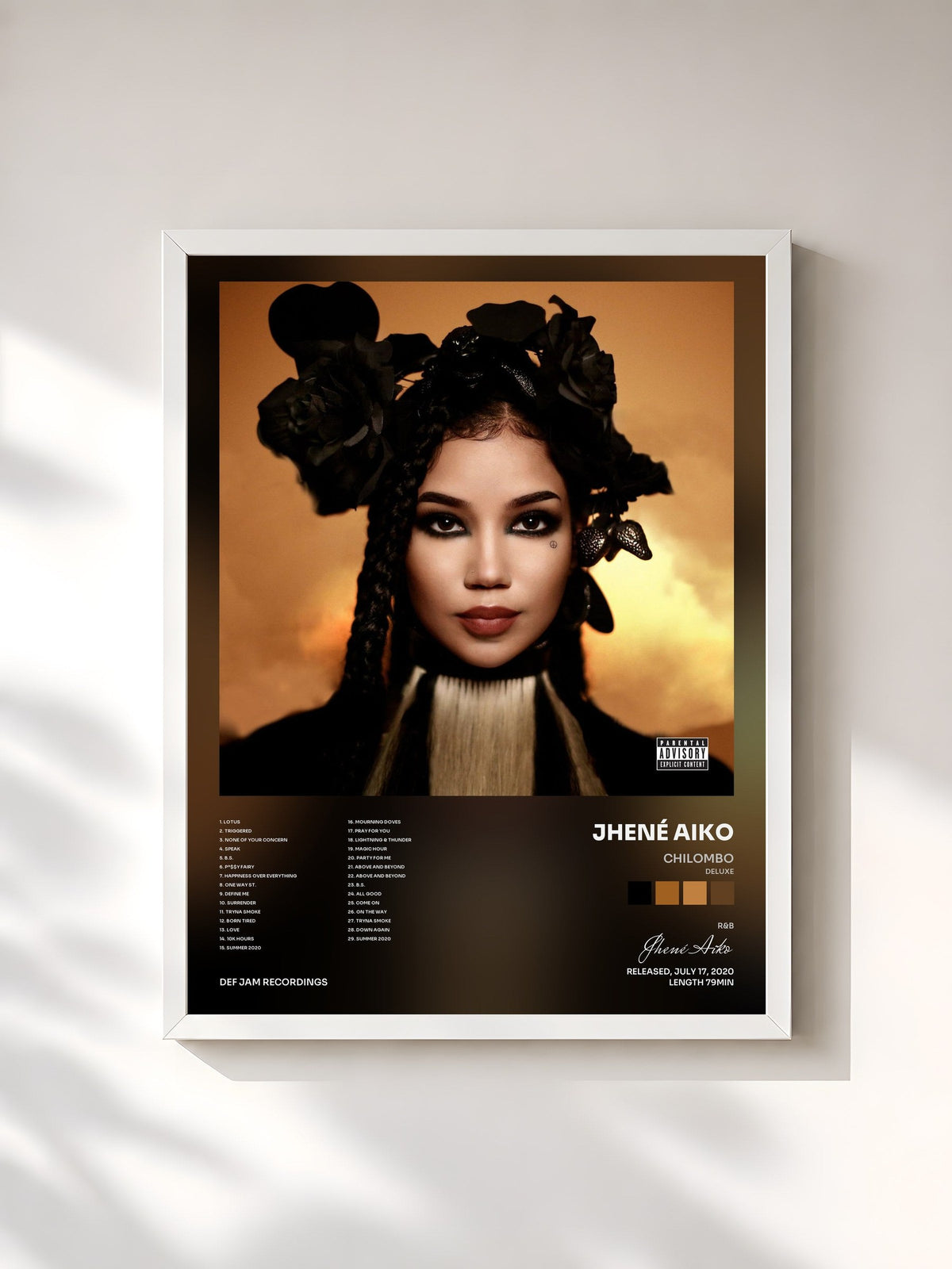 #blanc Chilombo (Deluxe) de Jhené Aiko en lámina enmarcada, marco blanco, impresa y enmarcada en Francia