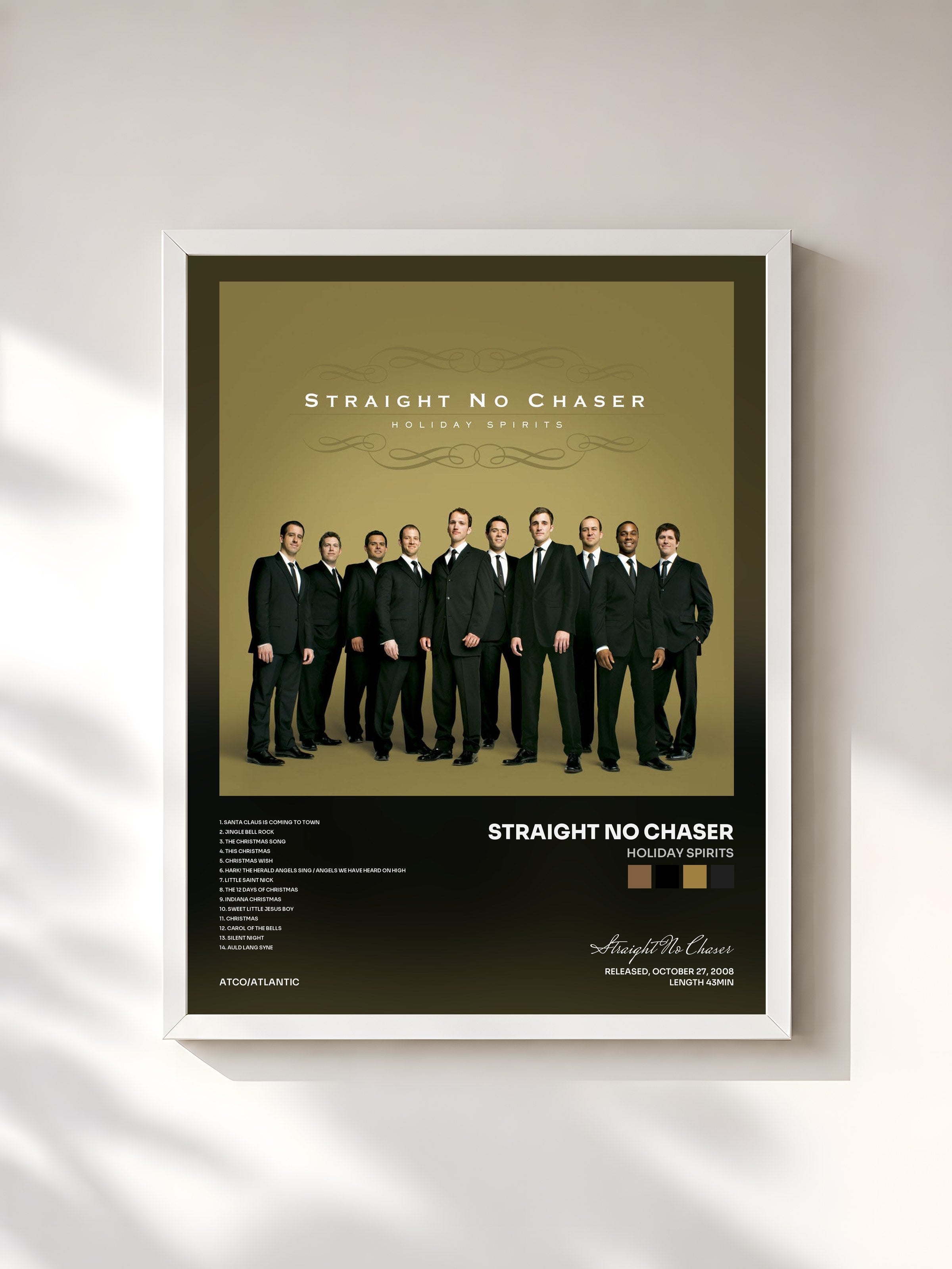 #blanc Tableau de l'album Holiday Spirits de Straight No Chaser, cadre blanc, imprimé et encadré en France
