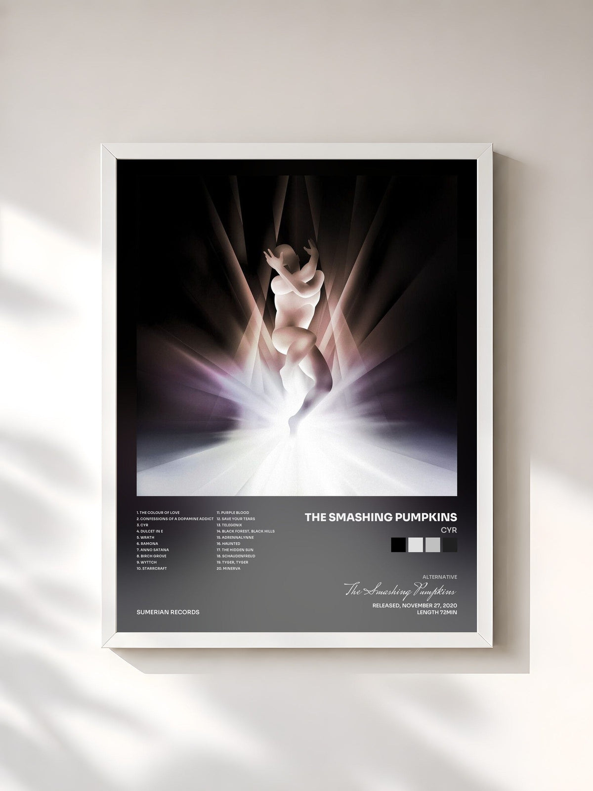 #blanc CYR von The Smashing Pumpkins als gerahmter Kunstdruck, weißer Rahmen, gedruckt und gerahmt in Frankreich