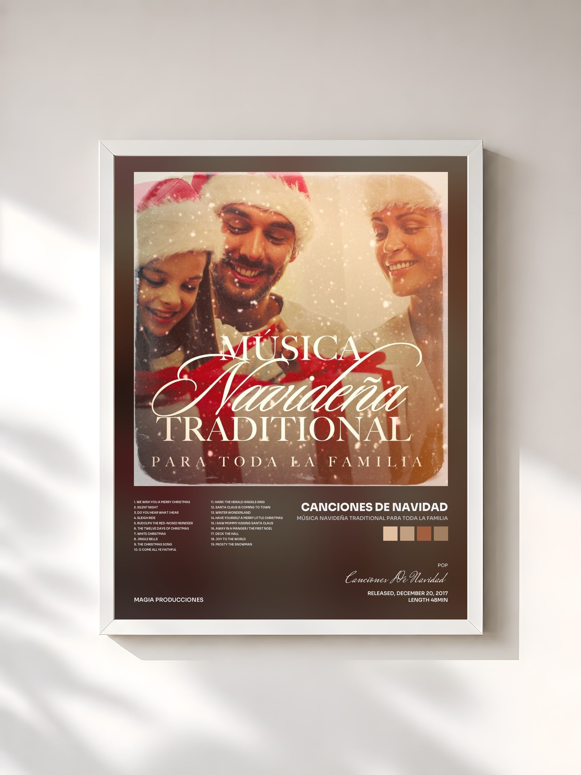 #blanc Tableau de l'album Música Navideña Traditional para Toda la Familia de Canciones De Navidad, cadre blanc, imprimé et encadré en France