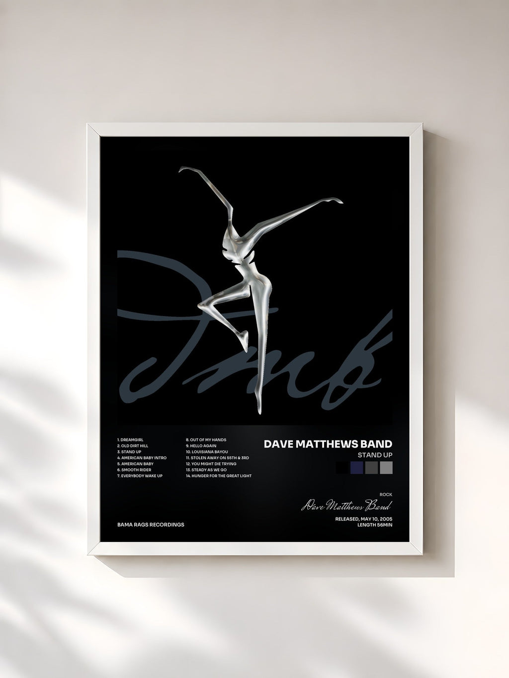 #blanc Stand Up di Dave Matthews Band in stampa incorniciata, cornice bianca, stampata e incorniciata in Francia
