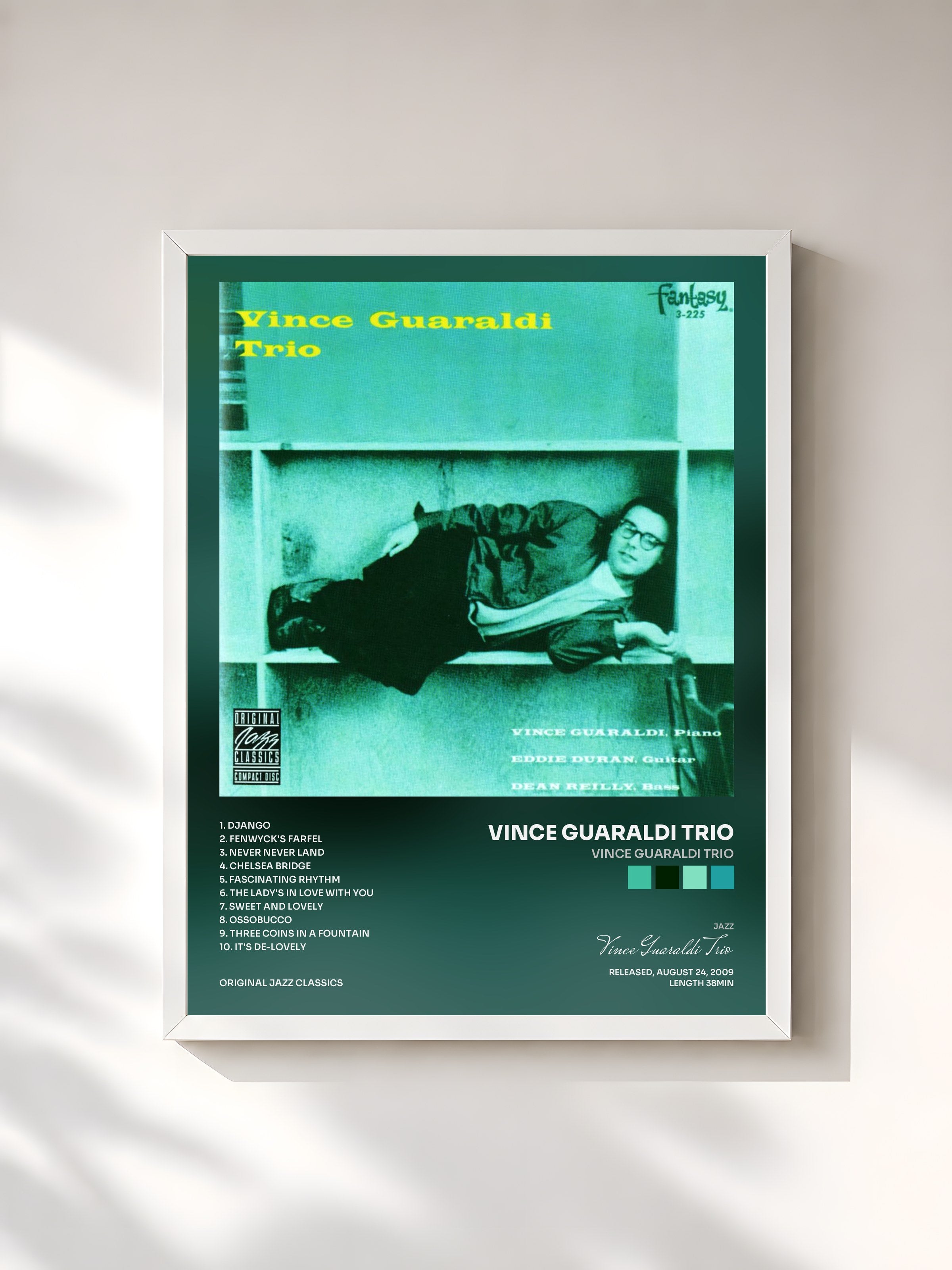 #blanc Tableau de l'album Vince Guaraldi Trio de Vince Guaraldi Trio, cadre blanc, imprimé et encadré en France
