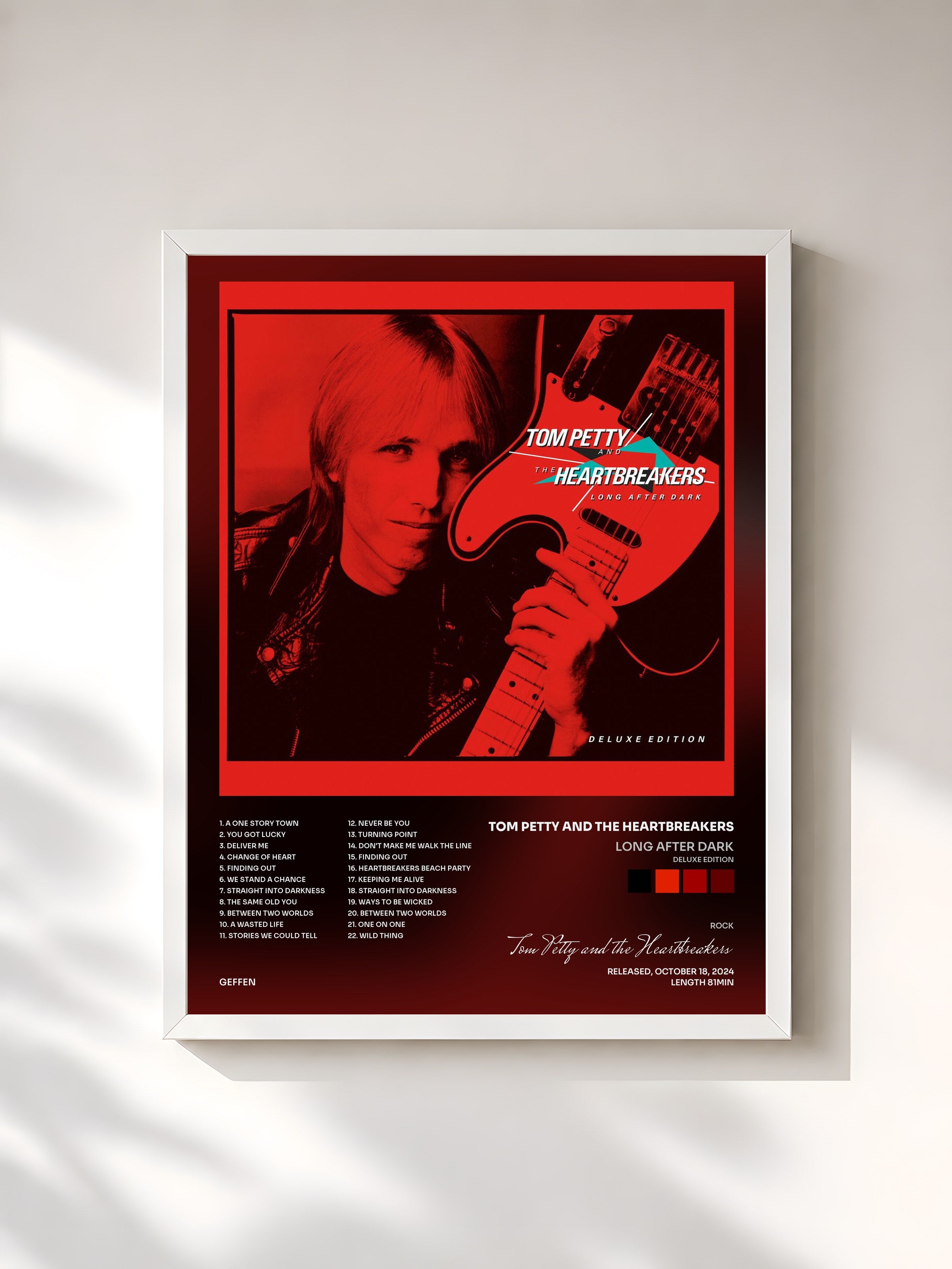 #blanc Tableau de l'album Long After Dark (Deluxe Edition) de Tom Petty and the Heartbreakers, cadre blanc, imprimé et encadré en France