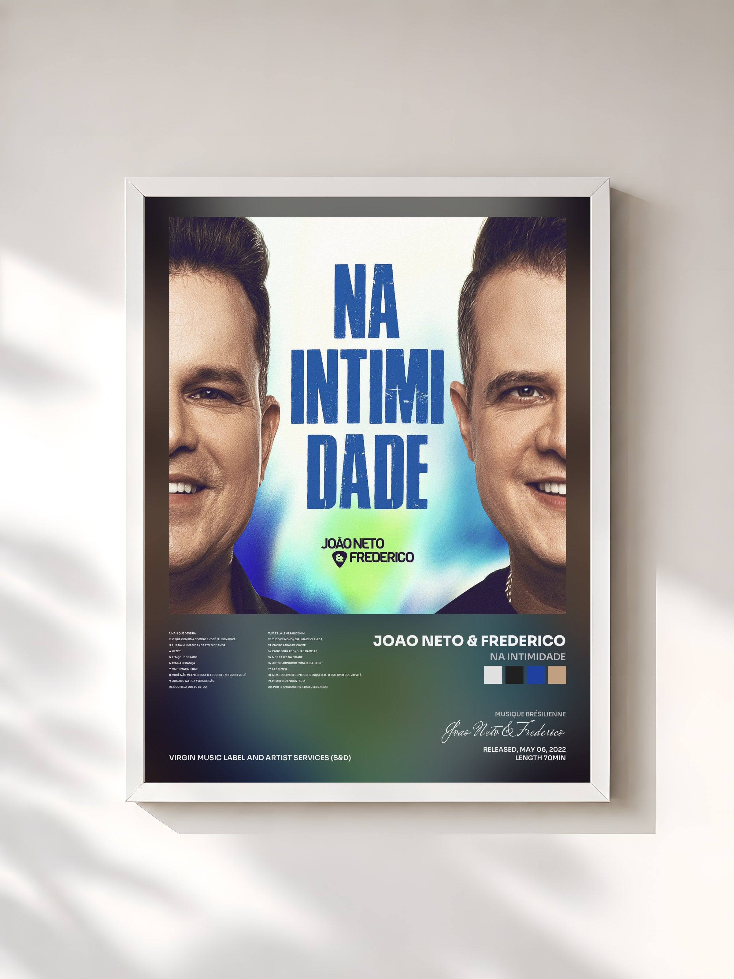 #blanc Tableau de l'album Na Intimidade de Joao Neto & Frederico, cadre blanc, imprimé et encadré en France