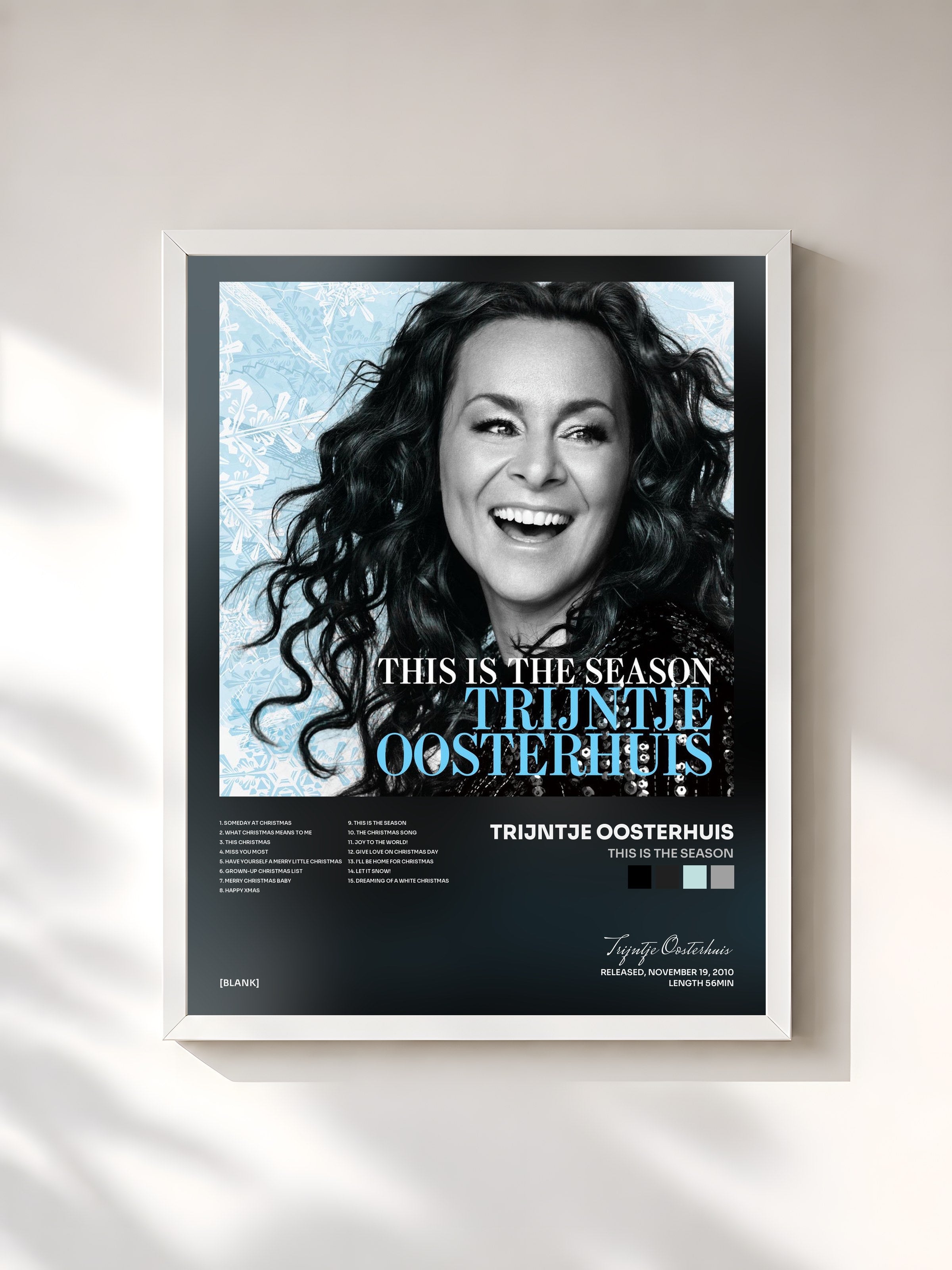 #blanc Tableau de l'album This Is The Season de Trijntje Oosterhuis, cadre blanc, imprimé et encadré en France