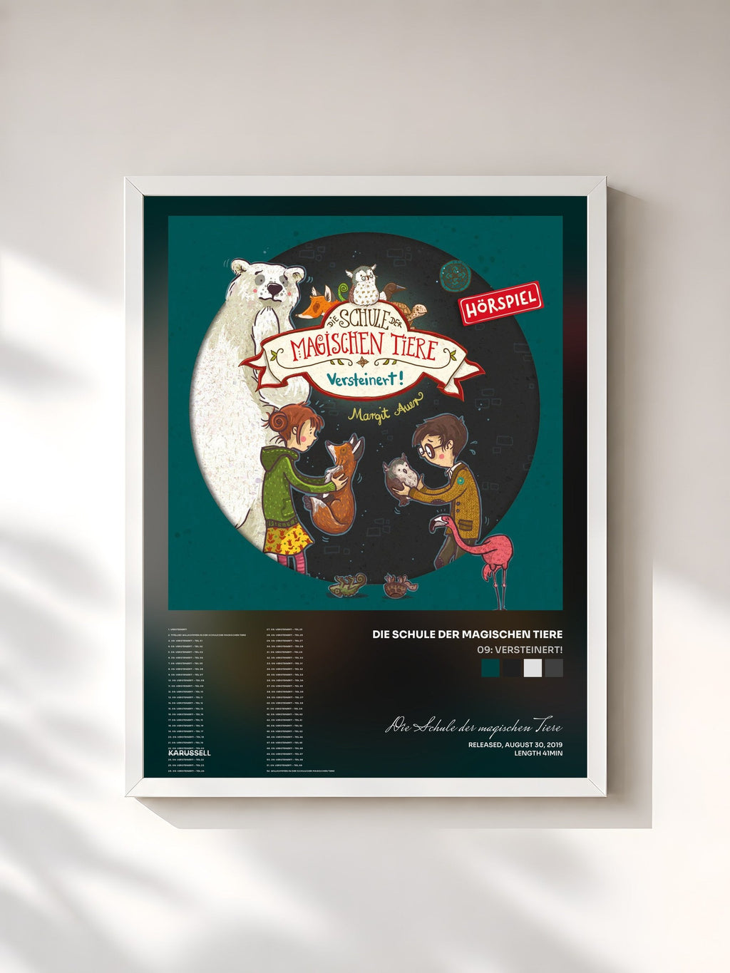 #blanc Tableau de l'album 09: Versteinert! de Die Schule der magischen Tiere, cadre blanc, imprimé et encadré en France