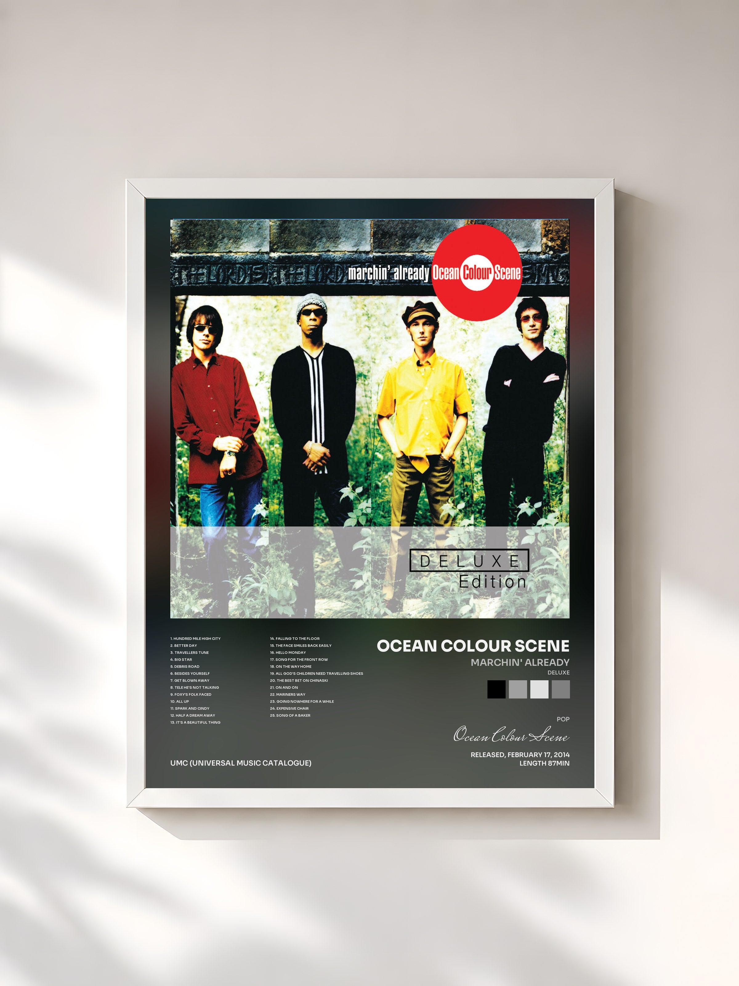 #blanc Tableau de l'album Marchin' Already (Deluxe) de Ocean Colour Scene, cadre blanc, imprimé et encadré en France