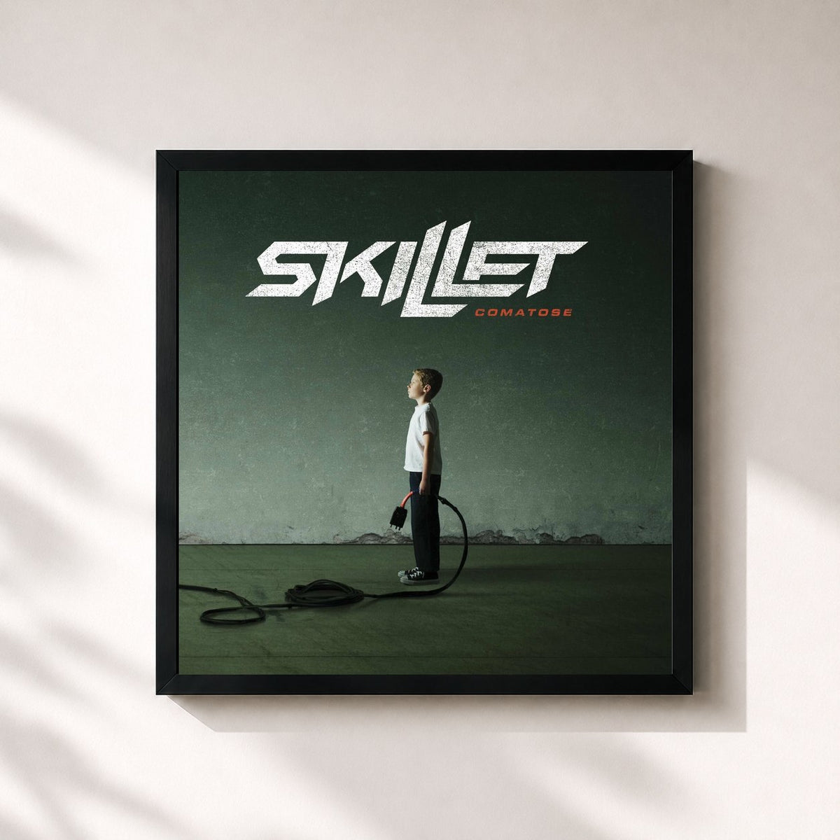 #noir Tableau carré de l'album Comatose de Skillet, cadre noir 32x32 cm