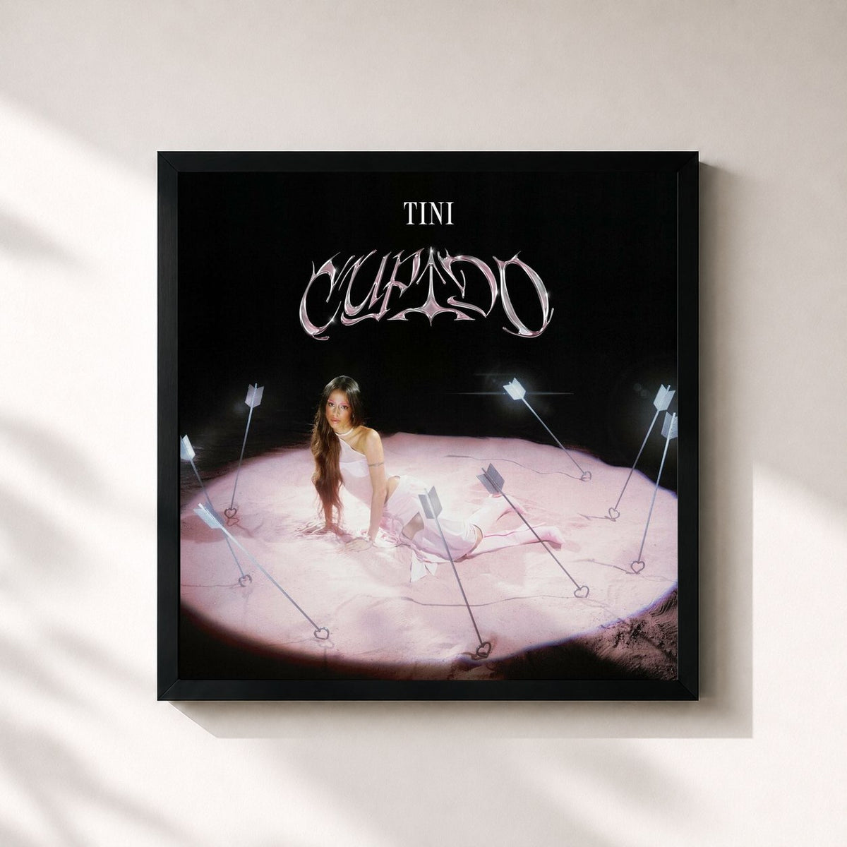 #noir Cupido by TINI as a square framed art print, black 32x32 cm frame