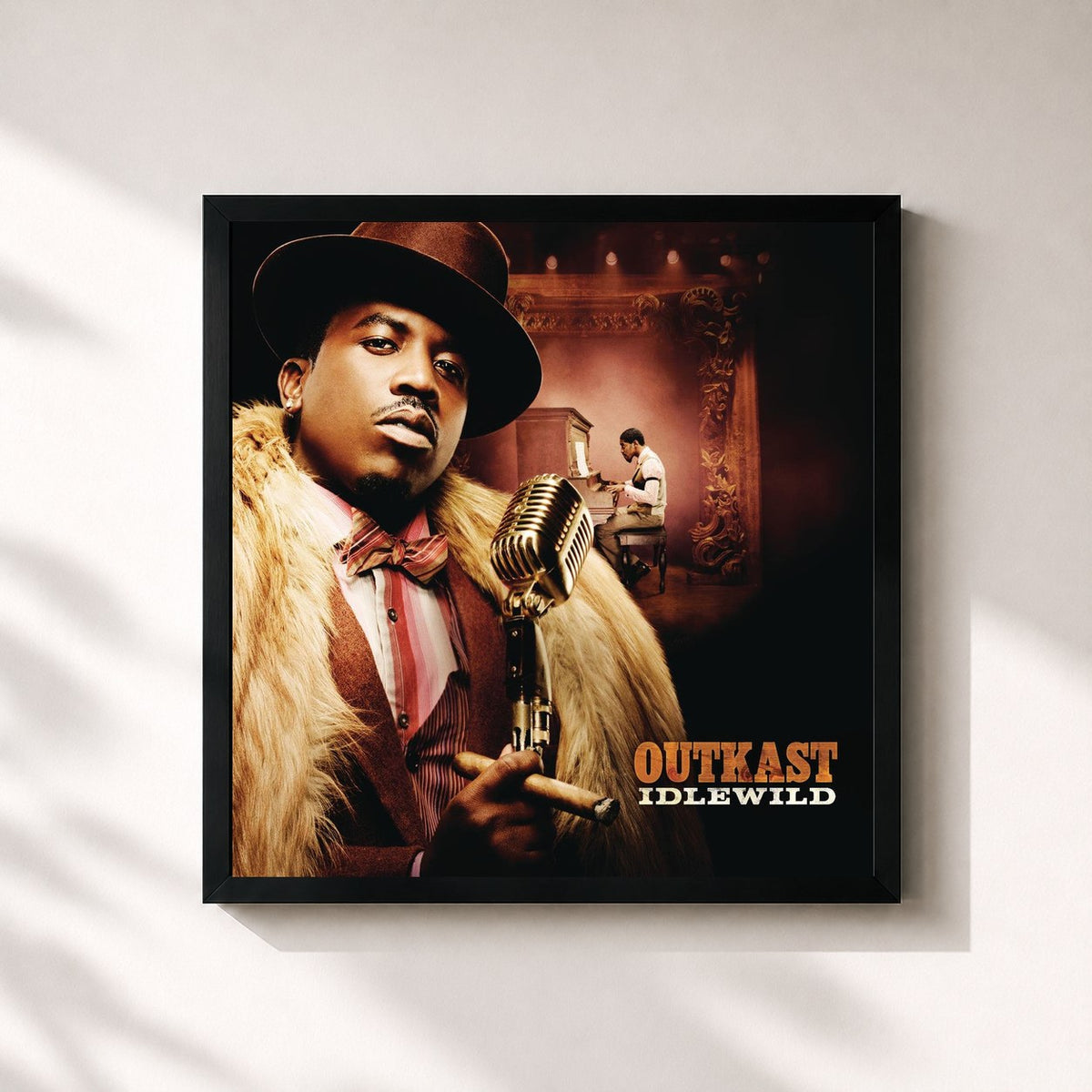 #noir Tableau carré de l'album Idlewild de Outkast, cadre noir 32x32 cm