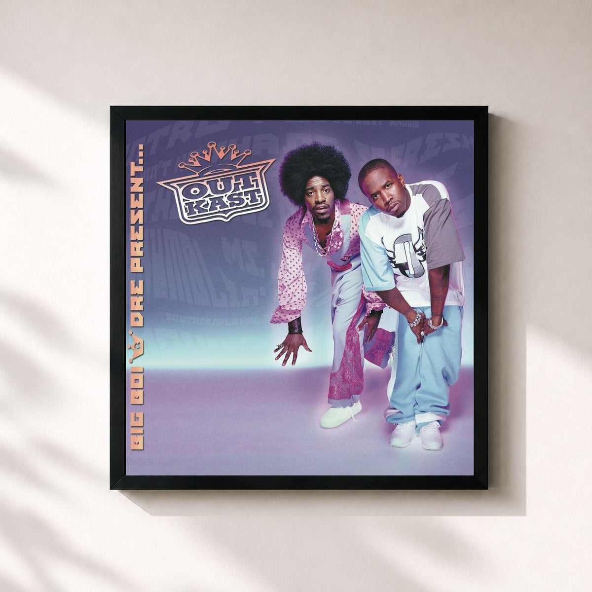 #noir Tableau carré de l'album Big Boi & Dre Present...OutKast de Outkast, cadre noir 32x32 cm