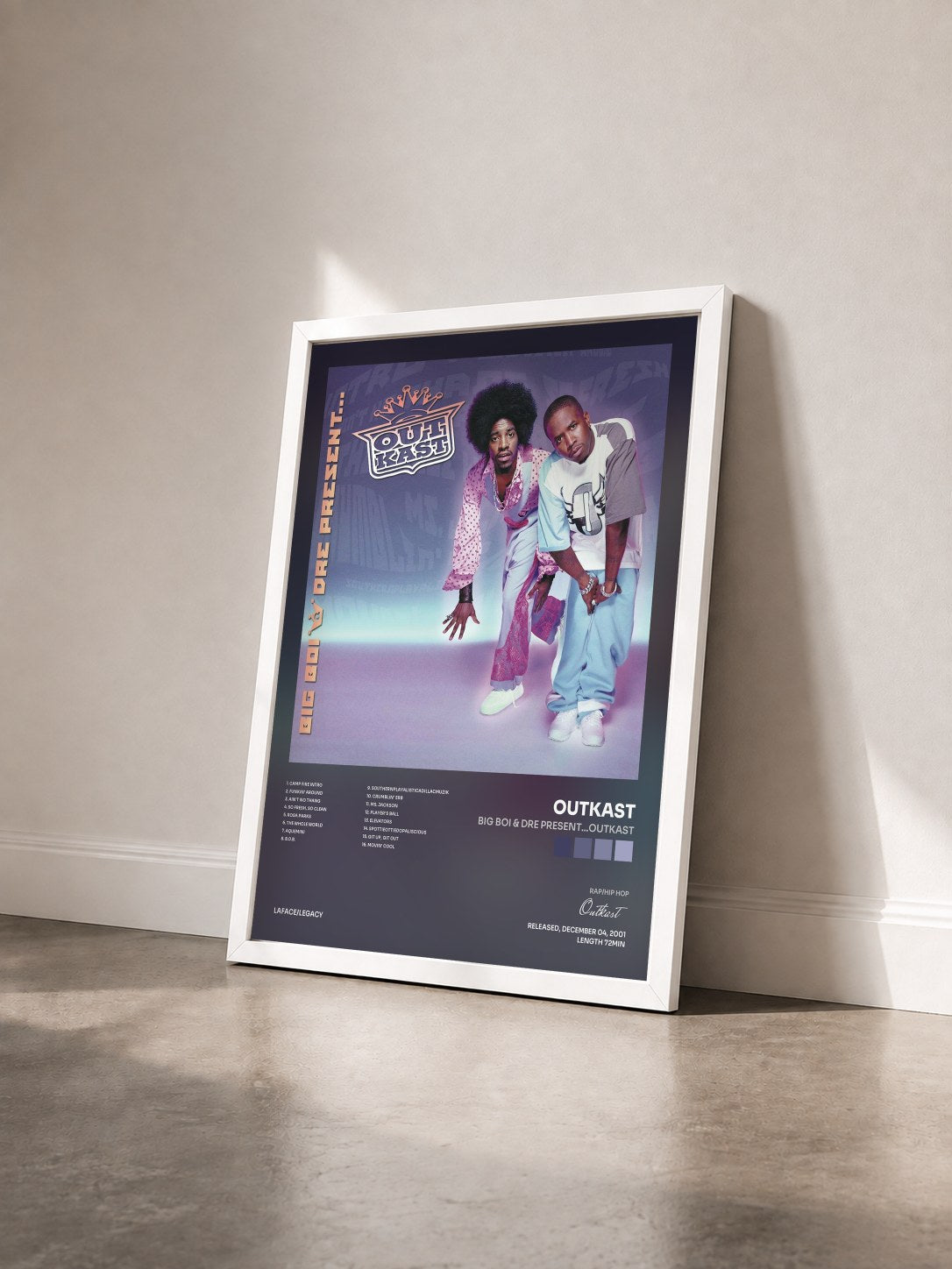 #blanc Tableau de l'album Big Boi & Dre Present...OutKast de Outkast vu de trois quarts, cadre blanc