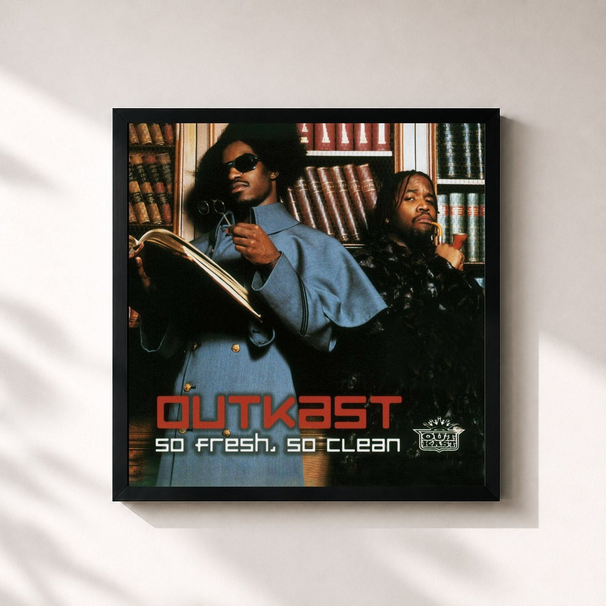 #noir Tableau carré de l'album So Fresh, So Clean de Outkast, cadre noir 32x32 cm