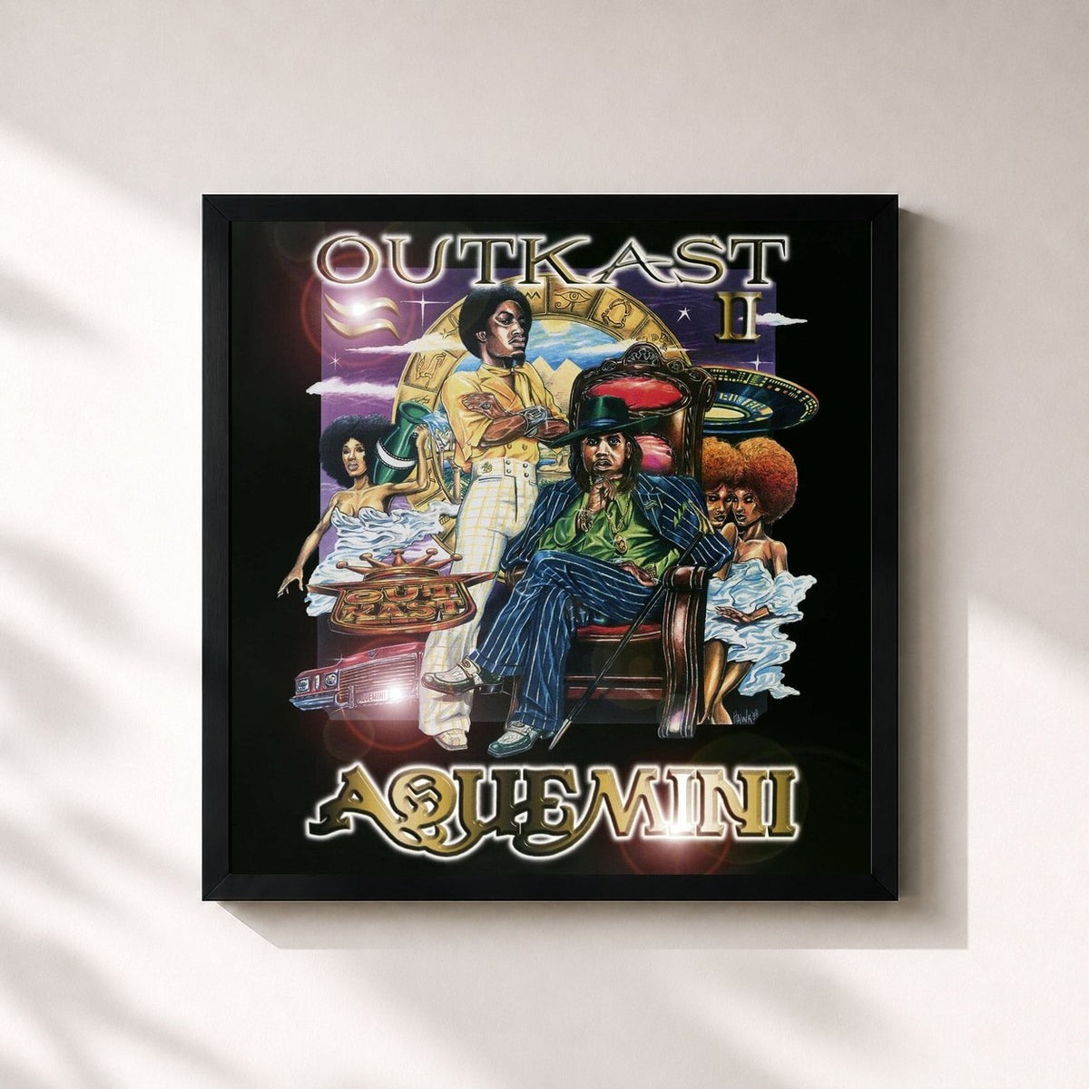 #noir Tableau carré de l'album Aquemini de Outkast, cadre noir 32x32 cm