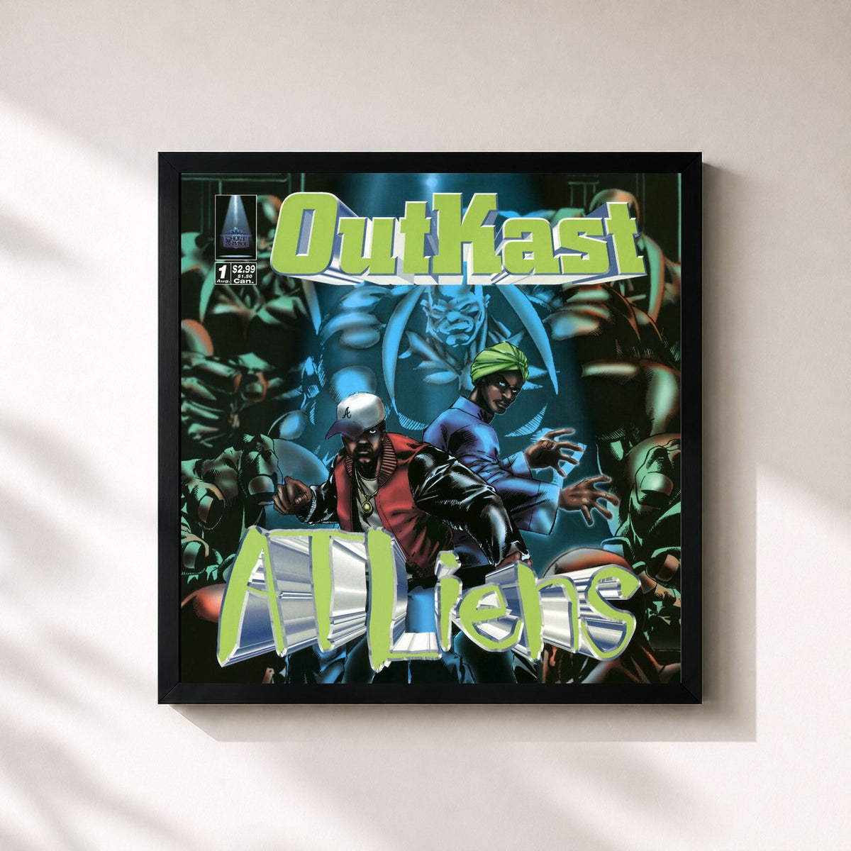 #noir Tableau carré de l'album ATLiens de Outkast, cadre noir 32x32 cm