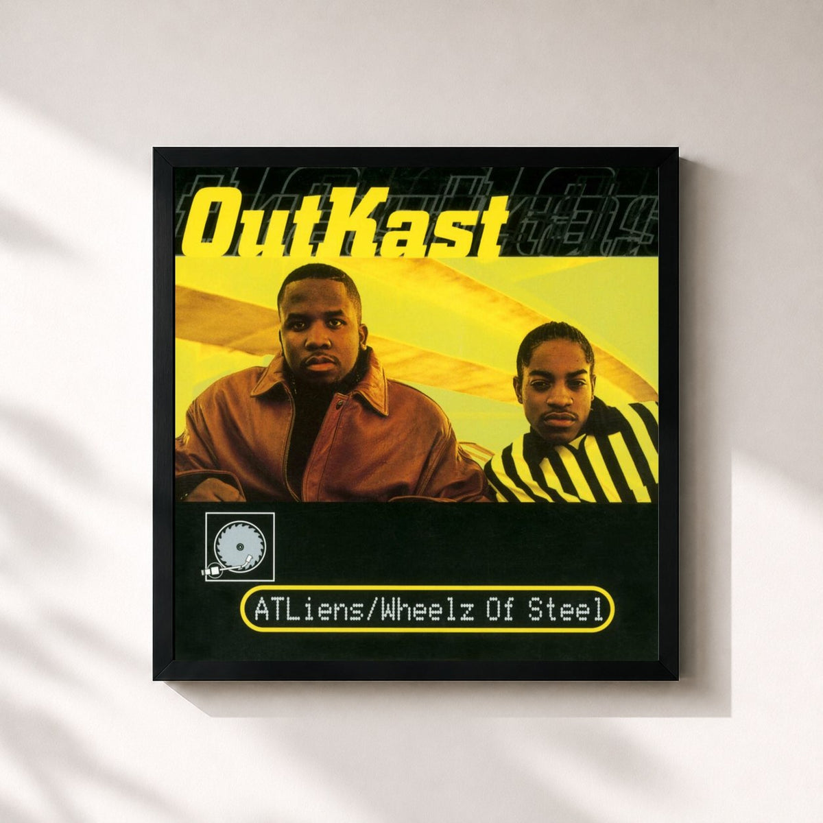 #noir Tableau carré de l'album ATLiens / Wheelz of Steel de Outkast, cadre noir 32x32 cm